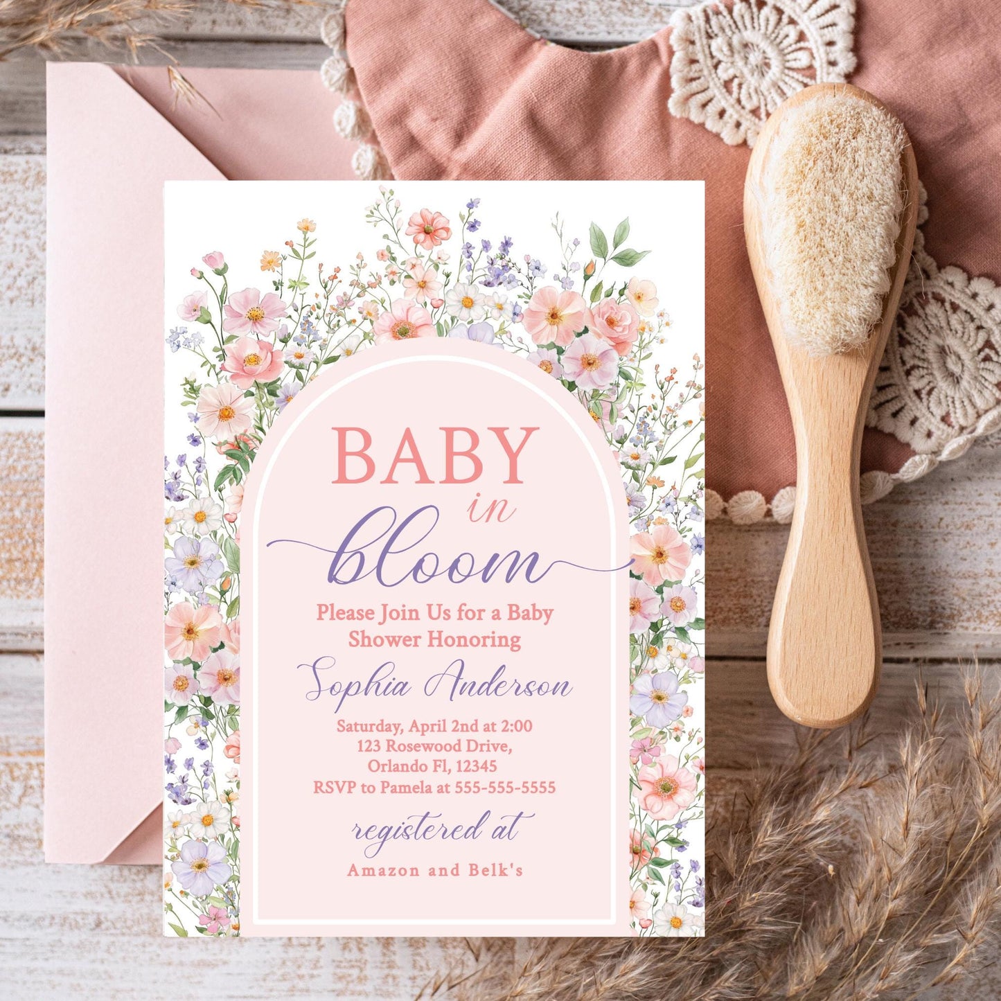 Baby in Bloom Invitation Wildflower Baby Shower Invitation Girl Baby Shower Invite Floral Baby Shower Baby In Bloom Invite Spring Baby BBL1 Graphic Tee – Soft Feel · High-Quality Print
