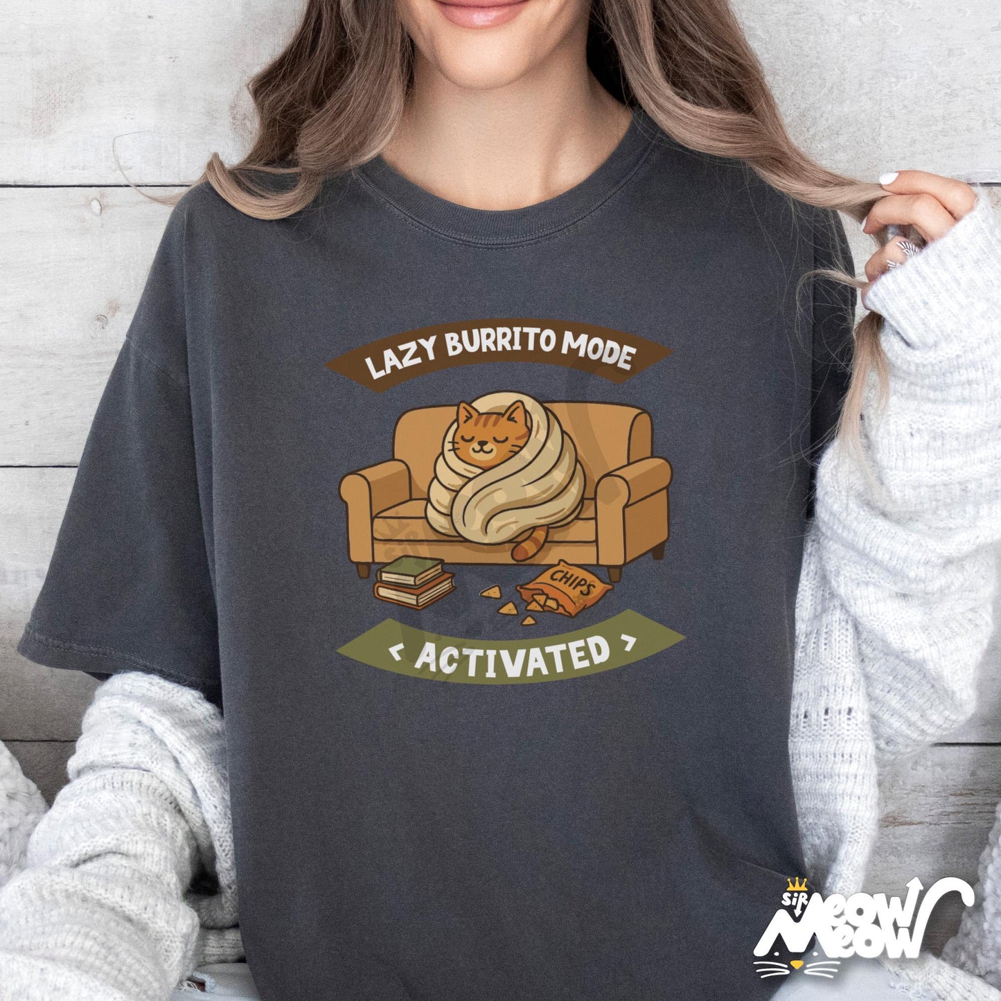 Lazy Cat Burrito Shirt Funny Cozy Cat Tee Cat Lover Gift Lazy Mode Activated T Shirt Graphic Tee – Soft Feel · Must-Have Style