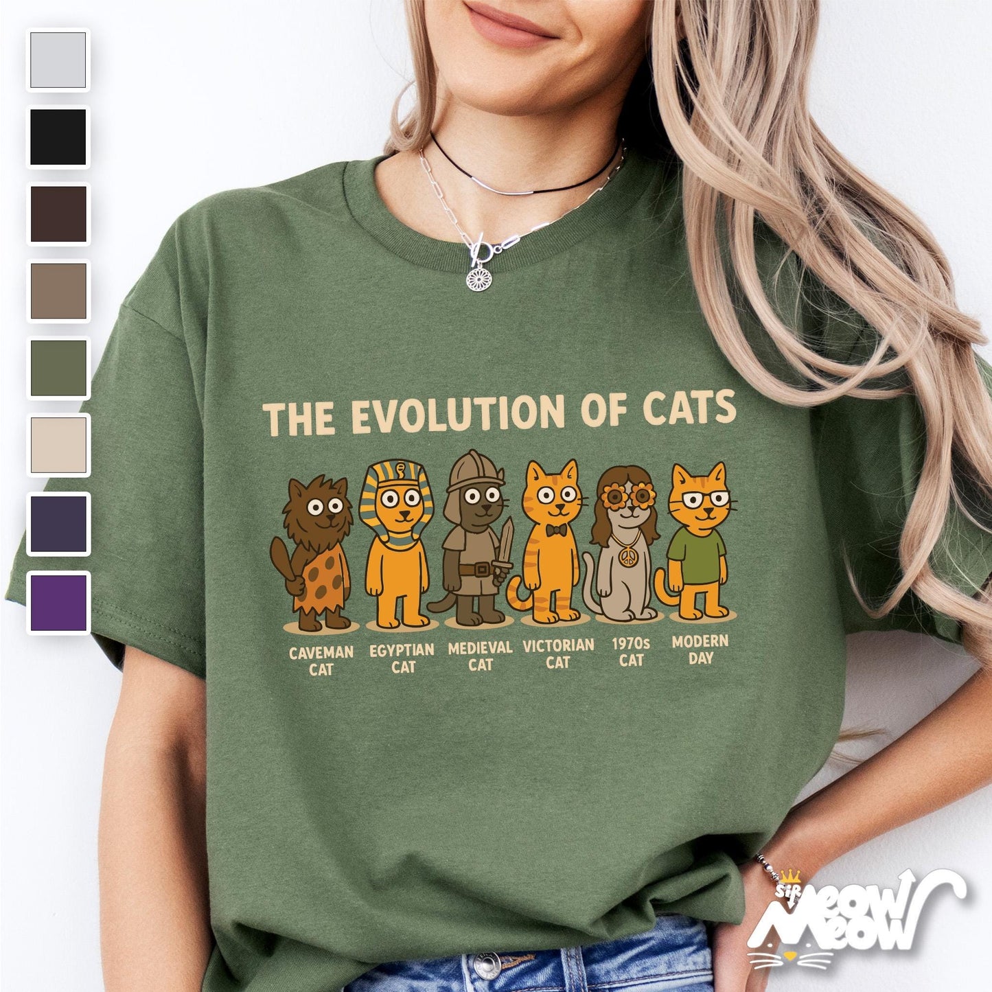 Funny Evolution of Cats T Shirt History of Cats Graphic Tee Timeline Cat Shirt Gift for Cat Lovers Graphic Tee – Aesthetic Look · Trending Graphic Apparel