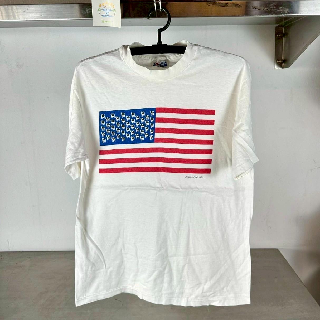 Vintage 1986 Holy Cow USA Flag Artwork Large Single Stitch T shirt Vintage Art Tshirt Vintage Artwork Tshirt Pop Art Tshirt Graphic Tee – Soft Feel · Must-Have Style