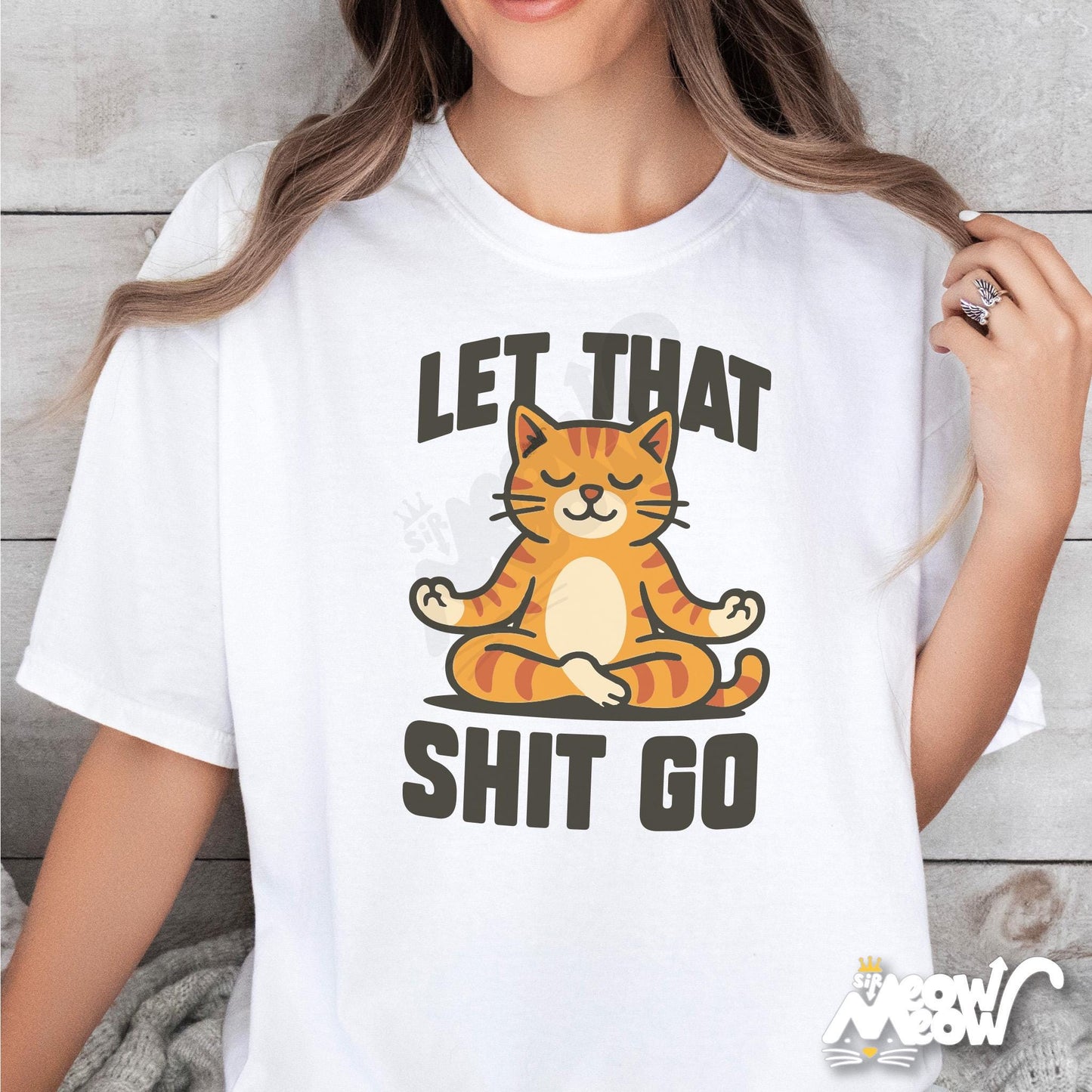 Funny Yoga Cat T Shirt Let That Shit Go Shirt Sarcastic Mindfulness Tee Unisex Cat Lover Shirt Graphic Tee – Aesthetic Look · Must-Have Style