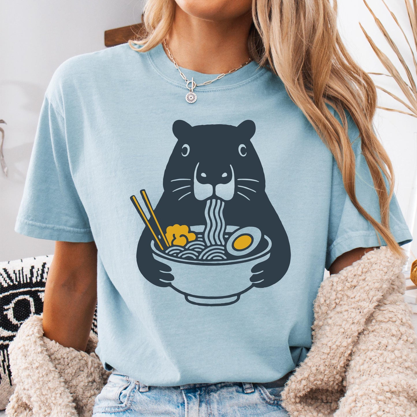 Funny Capybara Ramen T Shirt Unisex Foodie Gift Cute Animal Lover Graphic Tee Graphic Tee – Soft Feel · Top Pick For Any Outfit