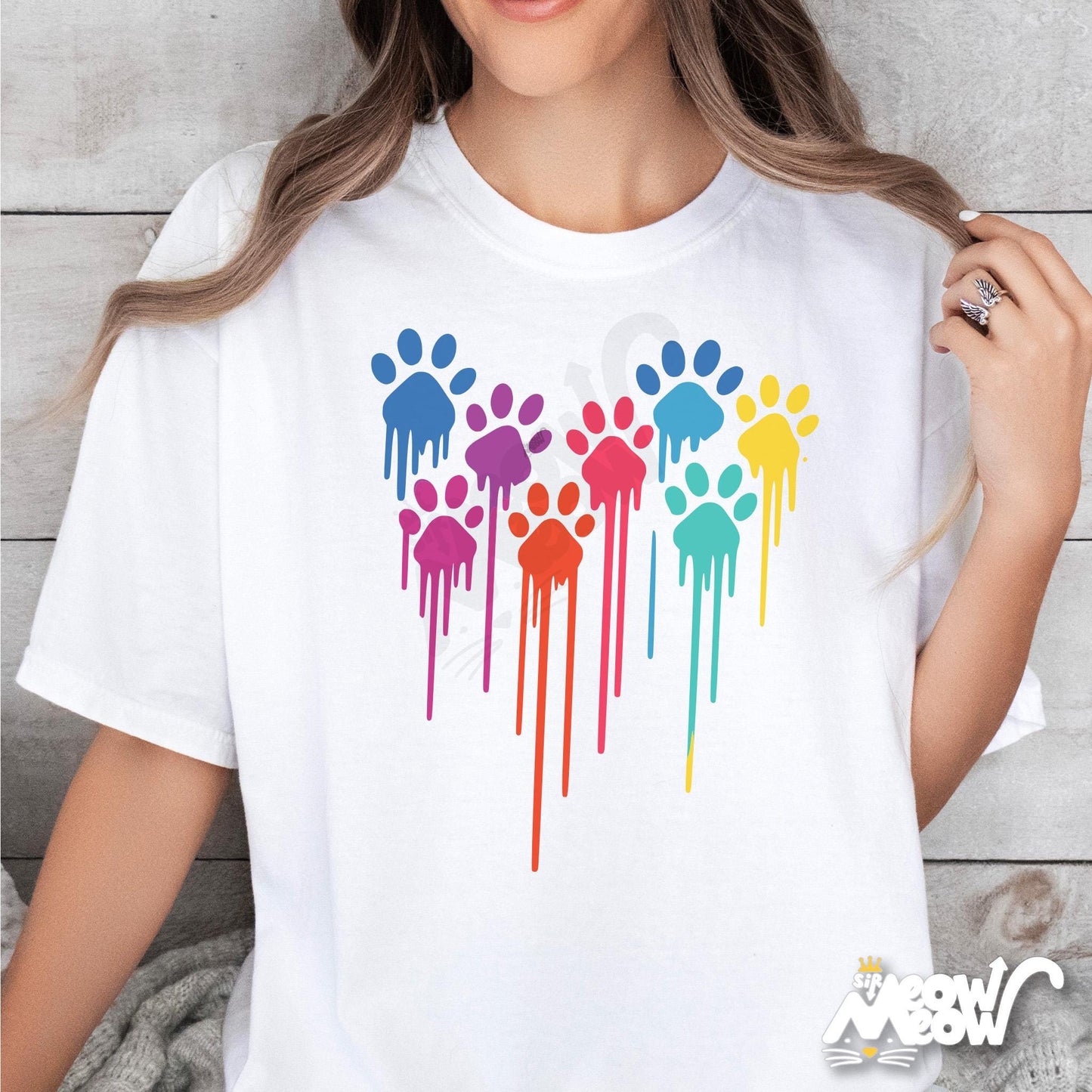Rainbow Paw Print Heart Shirt Colorful Dripping Paw T Shirt Pet Lover Tee Cat Dog Rescue Gift Pride Animal Support Top Graphic Tee – Bold Style · Great Gift For Fans