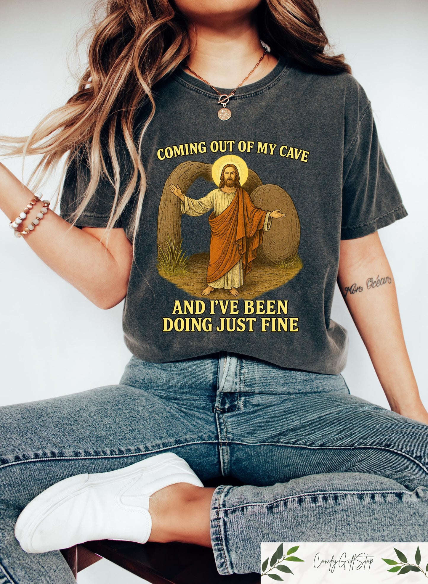 Jesus Coming Out Of My Cave And I39ve Been Doing Just Fine T shirt Christian Rolling Stones Sweatshirt Faith Based Shirt Jesus Lover Gift Sweatshirt – Warm & Stylish · Trending Graphic Apparel