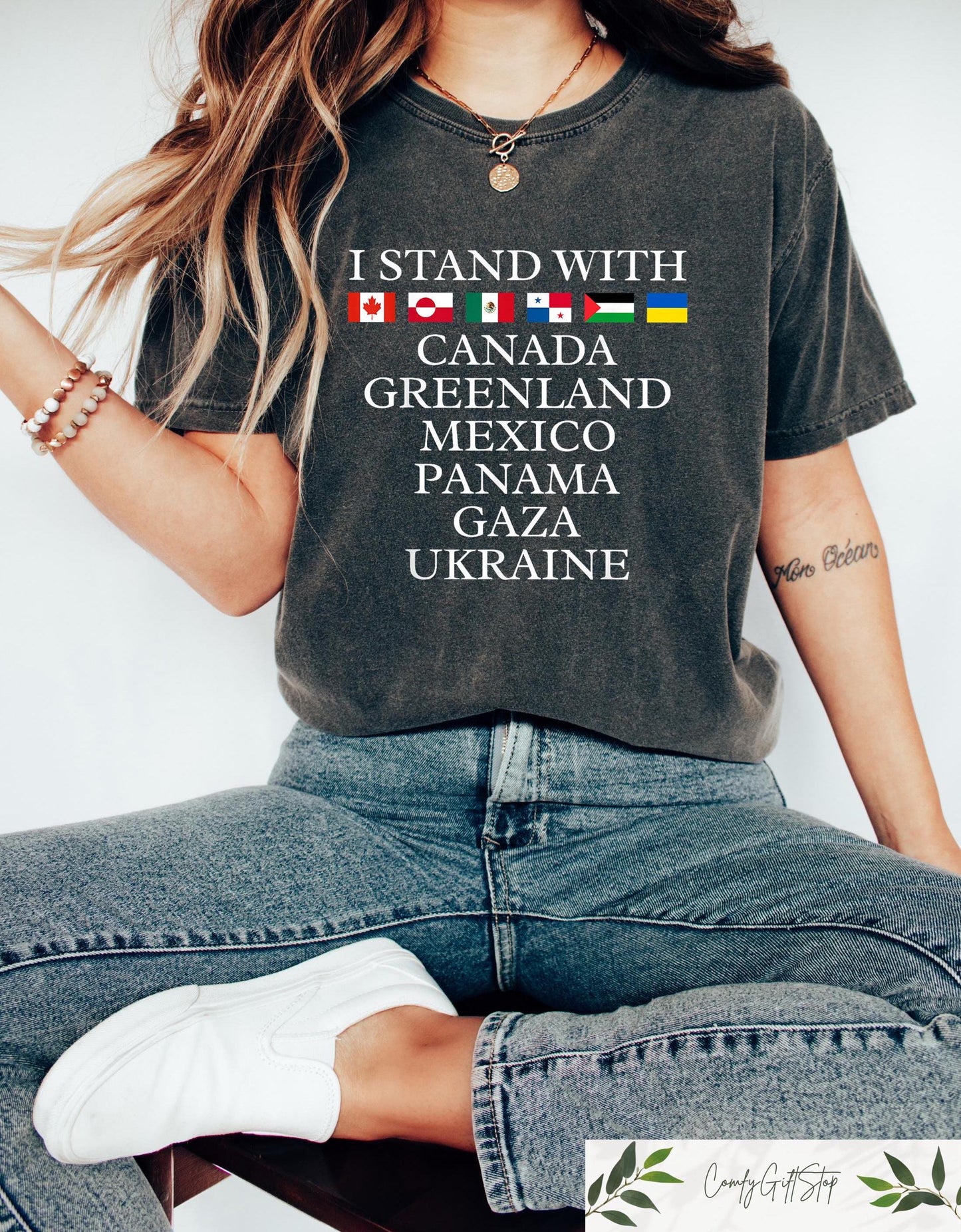 I Stand With Canada Greenland Mexico Panama Gaza Ukraine T shirt Anti Trump Sweatshirt Oligarchy Shirt Activist Gift Liberal Woman Tee Sweatshirt – Bold Style · Must-Have Style