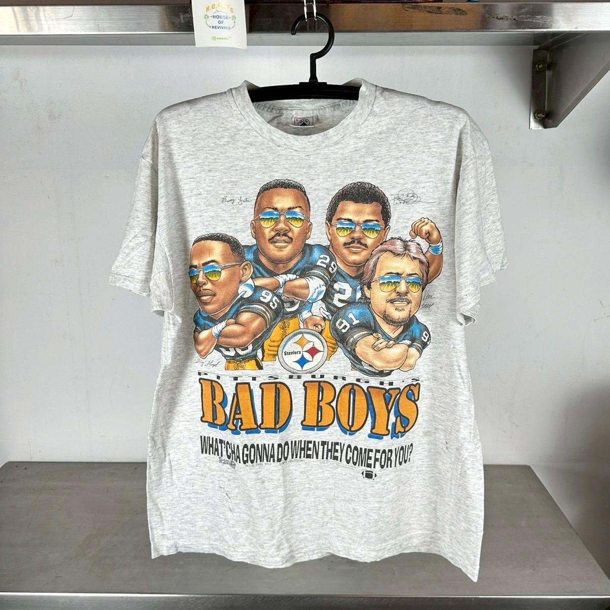 Vintage 1994 Pittsburgh Steelers Bad Boys Caricature NFL Large single stitch T shirt Sports Tshirts NFL shirt Pittsburgh Steelers shirt Graphic Tee – Aesthetic Look · Perfect For Daily Wear