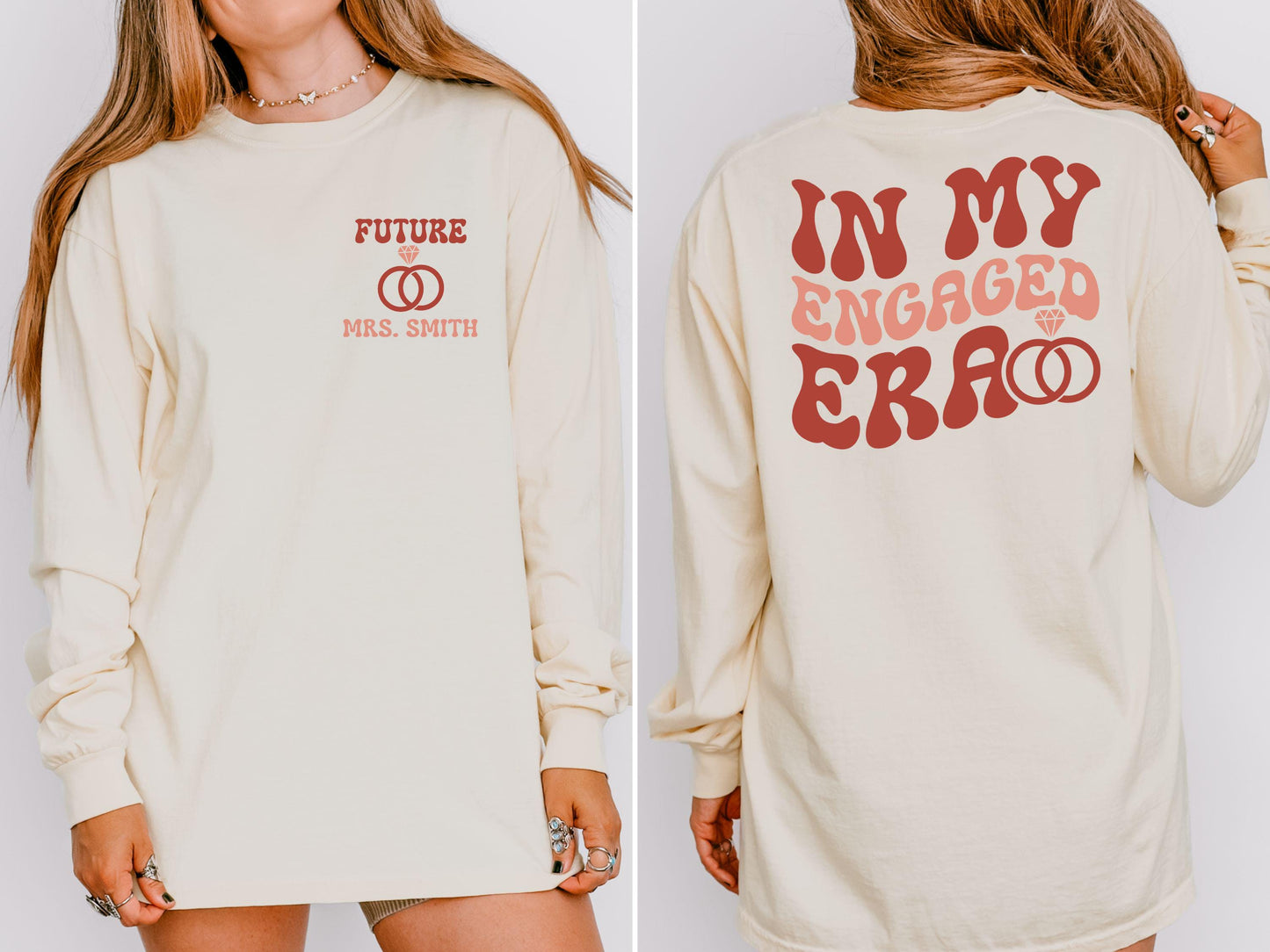 Custom Future Mrs Shirt In My Engaged Era Shirt Engagement Gift for Her Bridal Shower Gift Bachelorette Bride Shirt Graphic Tee – Bold Style · Perfect For Daily Wear