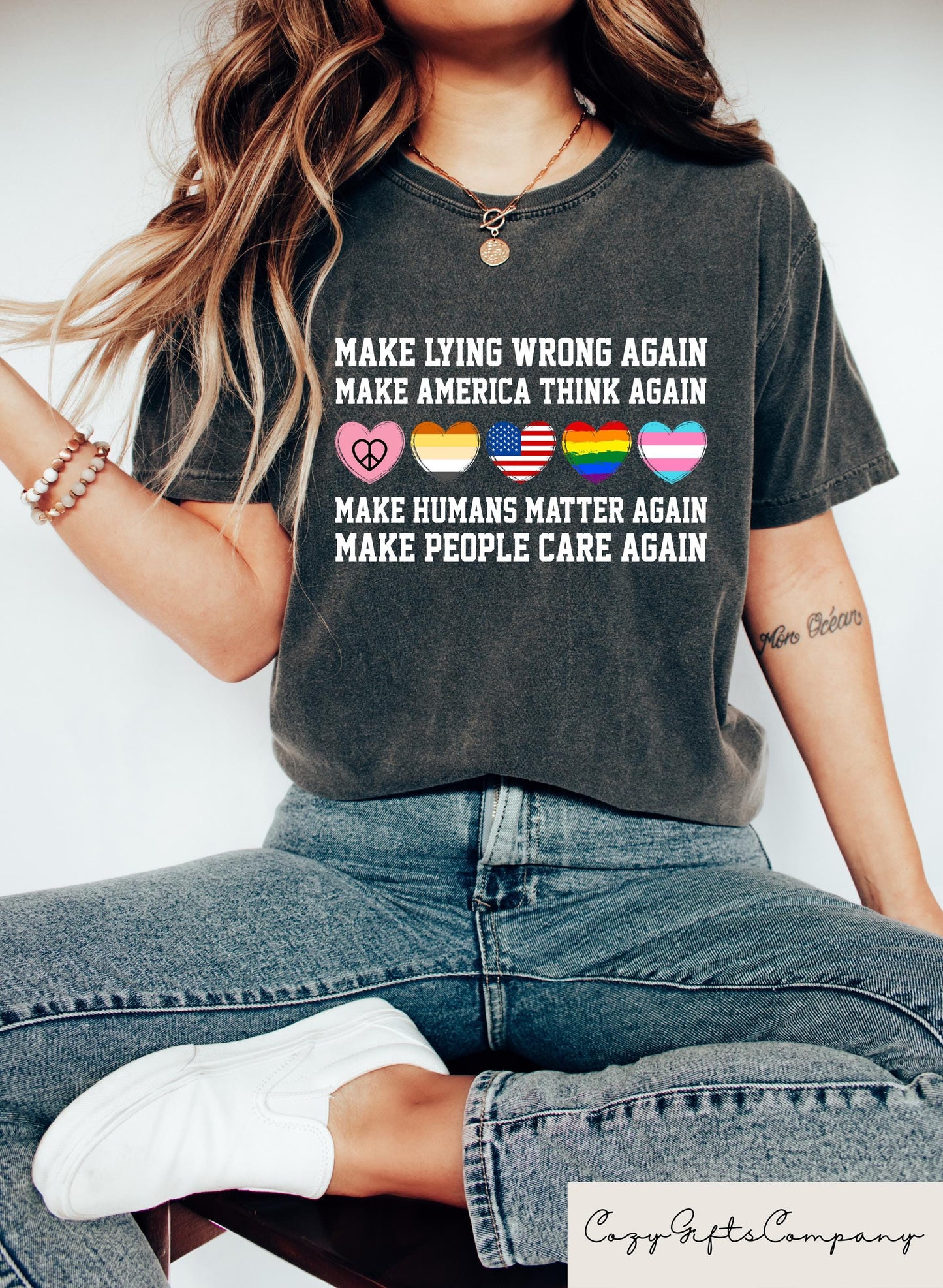 Make Lying Wrong Again T shirt Human Rights Apparel Sarcastic Woman Sweatshirt Political Shirt Political Humor Gift Bold Statement Tee Sweatshirt – Easygoing Wear · Great Gift For Fans