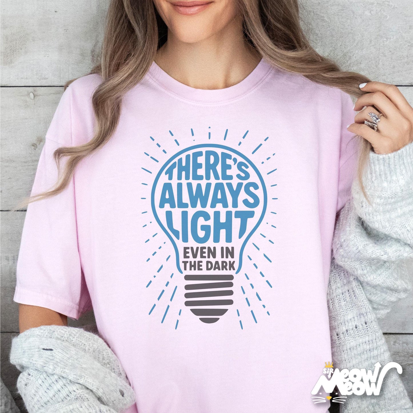 There39s Always Light Shirt Inspirational Lightbulb T Shirt Positive Thinking Tee Mental Health Awareness Shirt Motivational Quote Shirt Graphic Tee – Soft Feel · High-Quality Print