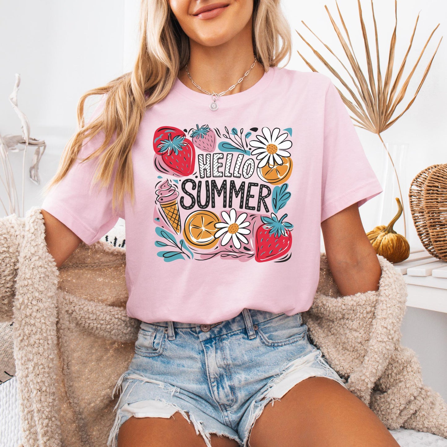 Summer Vibes Shirt Retro Summer Tee Hello Summer T shirt Beach Vibes Shirt Preppy Fruit ShirtWomen shirtCute summer shirtTrendy shirt Graphic Tee – Premium Graphic · High-Quality Print