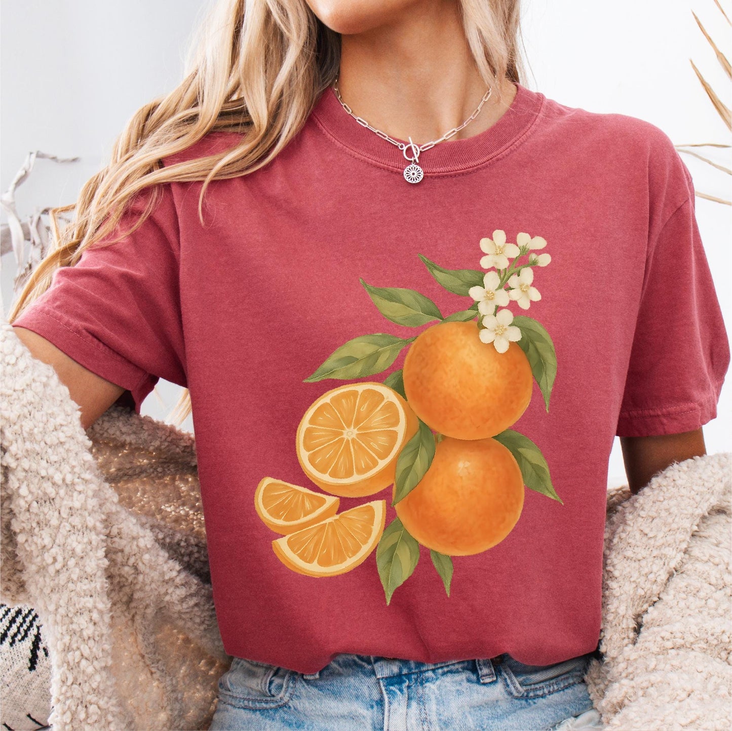Vintage Style Orange Illustration Shirt Summer Tee Fruit Graphic Citrus Juice T Shirt Retro style Fruit Shirt Bright Summer Style Top Graphic Tee – Warm & Stylish · High-Quality Print