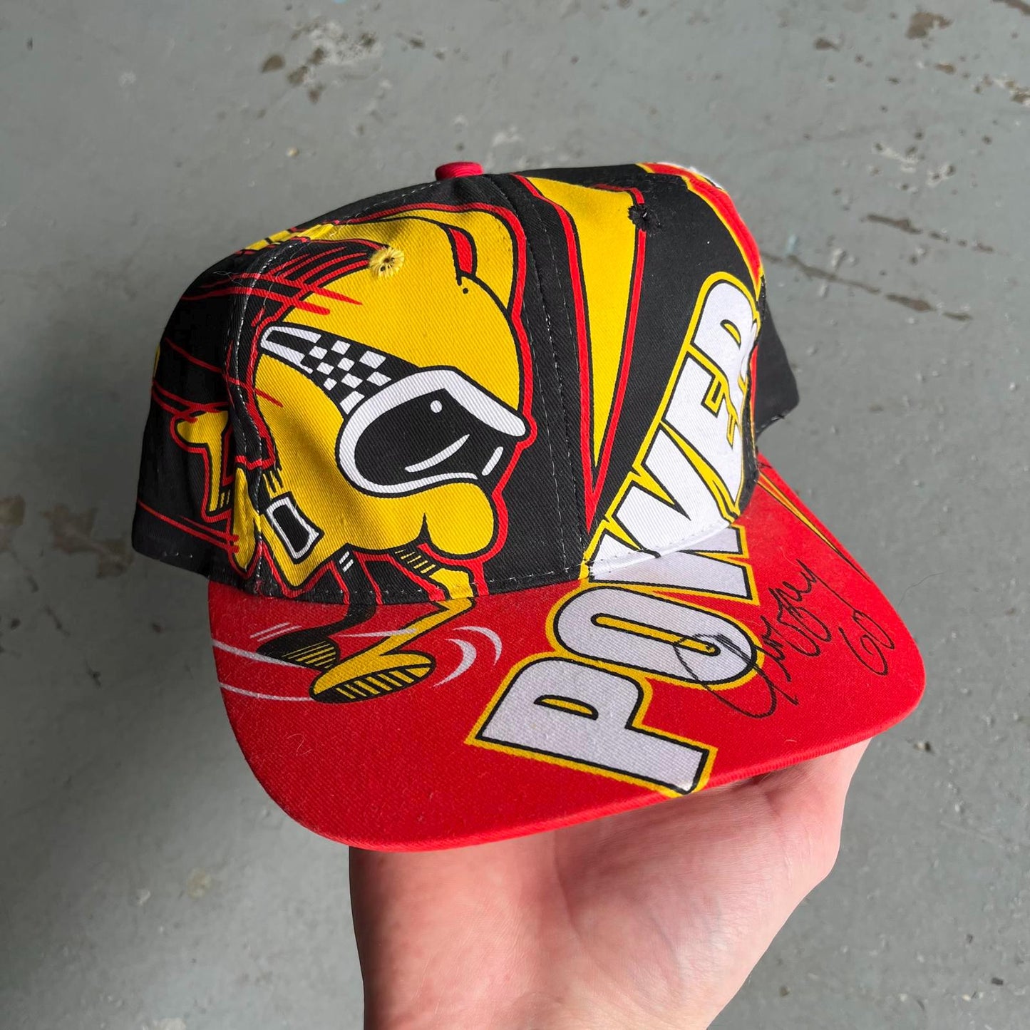 Vintage 90s Geoffrey Bodine Signed Power Team NASCAR AOP Hat Graphic Tee – Warm & Stylish · Great Gift For Fans