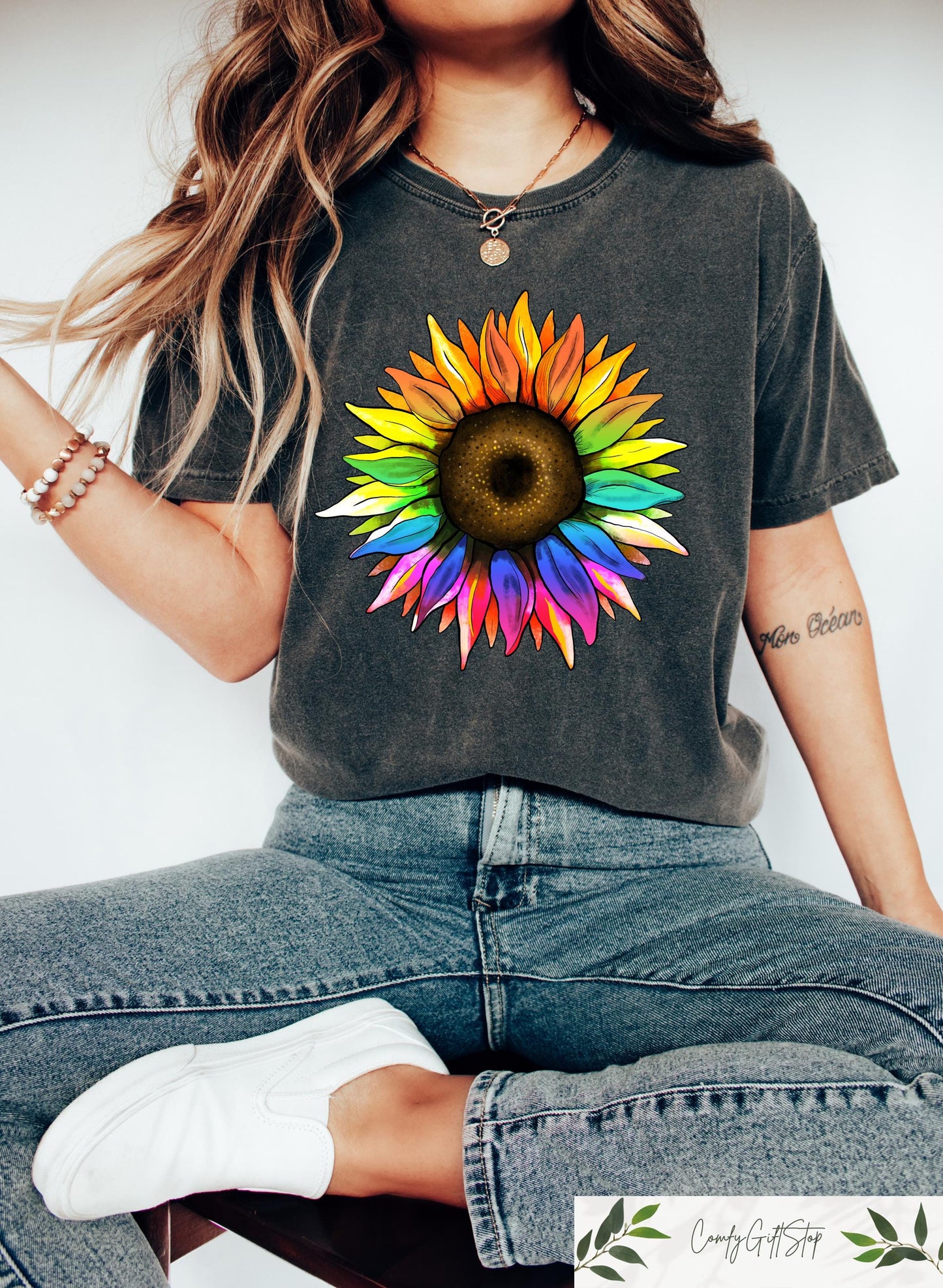 Retro Comfort Sunflower T shirt Rainbow Sunflower Shirt LGBTQ Pride Sweatshirt LGBTQ Support Gift Pride Month Tee Queer Rights Crewneck Sweatshirt – Cozy Vibes · Must-Have Style