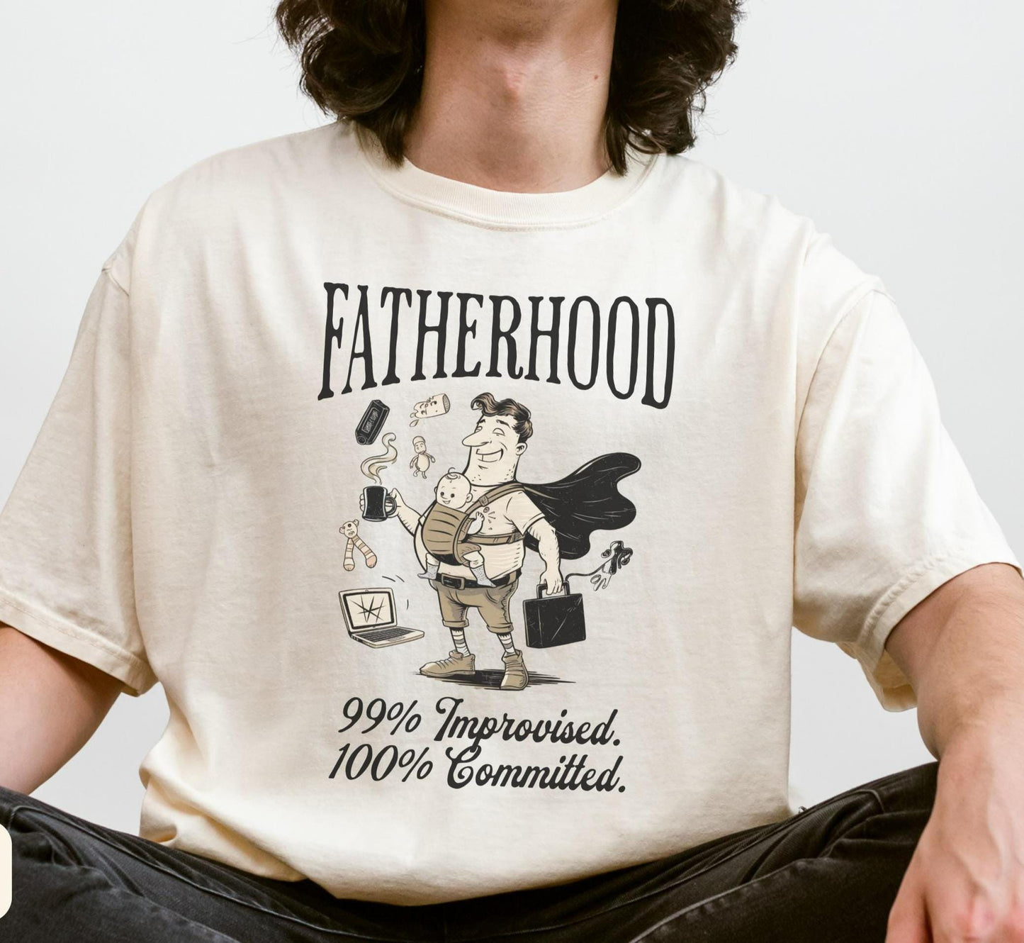 FATHERHOOD Shirt Tee for Funny Dad Gift Fathers Day Shirt Gift for Husband New Dad TShirt or First Time Father Gift Graphic Tee – Cozy Vibes · High-Quality Print