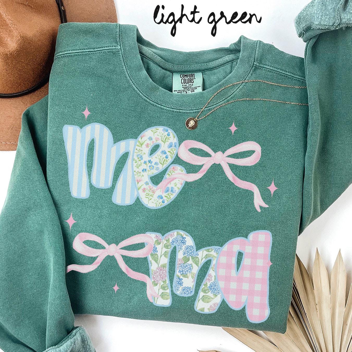 Mema Comfort Colors Sweatshirt Grandma Crewneck Mother39s Day Gifts New Grandmother Shirt Womens Bows Sweatshirt – Fan Favorite · Must-Have Style