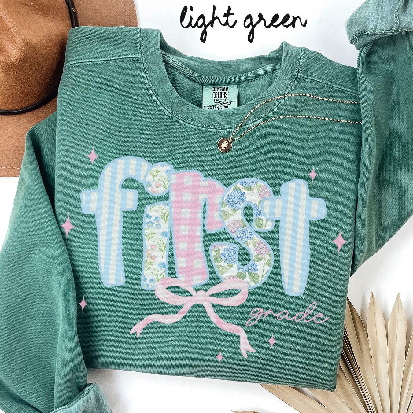 First Grade Comfort Colors Sweatshirt Teacher Team Shirts 1st Grade Crewneck Back to School First Grade Department Gifts Crew Sweatshirt – Easygoing Wear · Must-Have Style