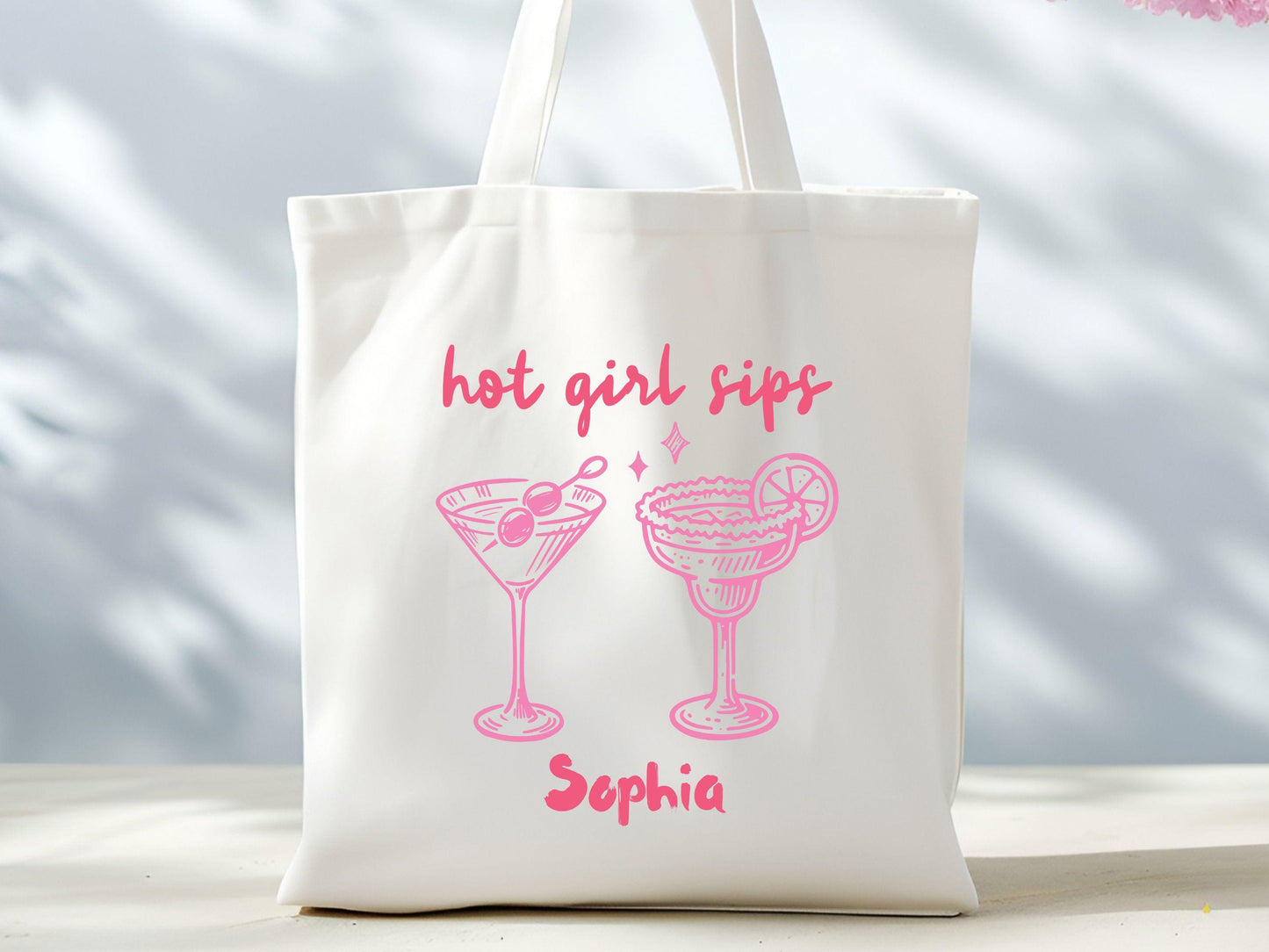 Hot Girl Sips Tote Bag Beach Please Tote Bag Funny Cotton Canvas Summer Tote Sassy Poolside Gift Idea Summer Girl Tote Beach Girl Tote Tote Bag – Feel-Good Design · High-Quality Print
