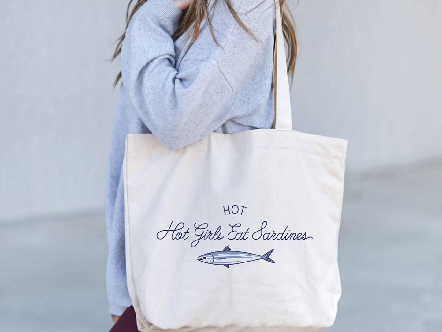 Sardine Canvas Tote Bags Hot Girls Eat Sardines Bag Funny Tote Bag Beach bag Fisherman Aesthetic Nautical bag Book tote Summer Bag Tote Bag – Everyday Comfort · Trending Graphic Apparel