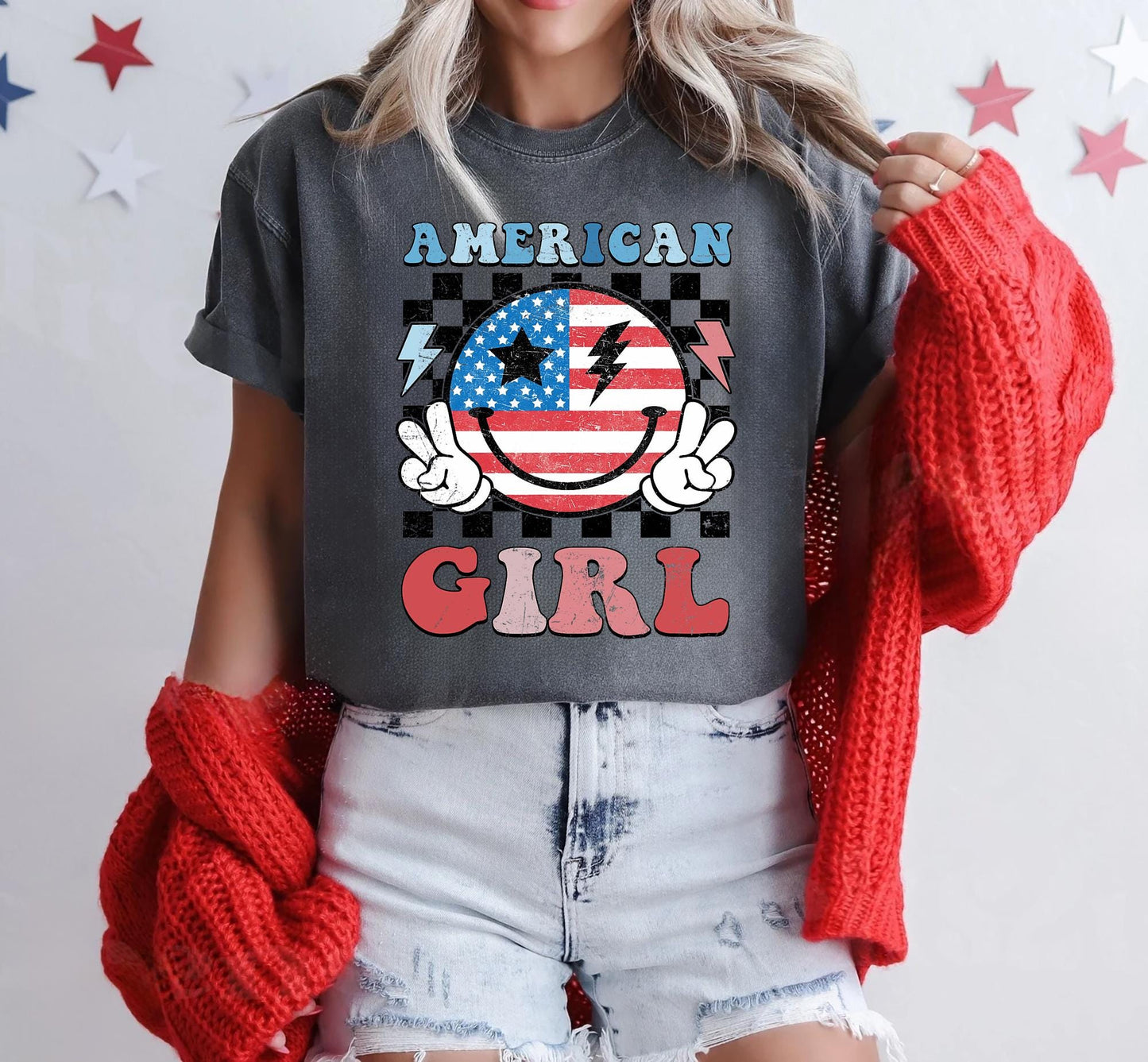 American Girl Shirt Peace Out 4th of July Gift All American Patriotic Shirt Fourth of July Shirt for Women Cute Patriotic Gift for Girl Graphic Tee – Feel-Good Design · High-Quality Print