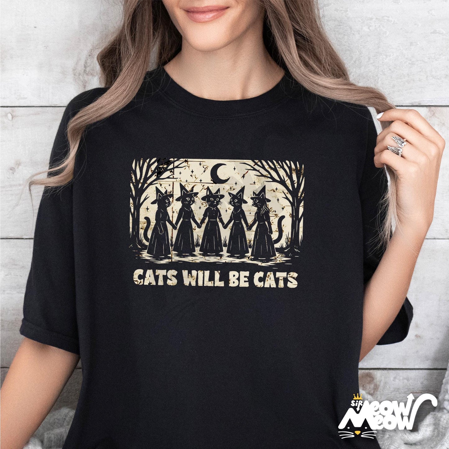 Witch Cat T Shirt Cats Will Be Cats Shirt Spooky Cat Tee for Women Gothic Halloween Cat Lover Gift Graphic Tee – Everyday Comfort · Perfect For Daily Wear