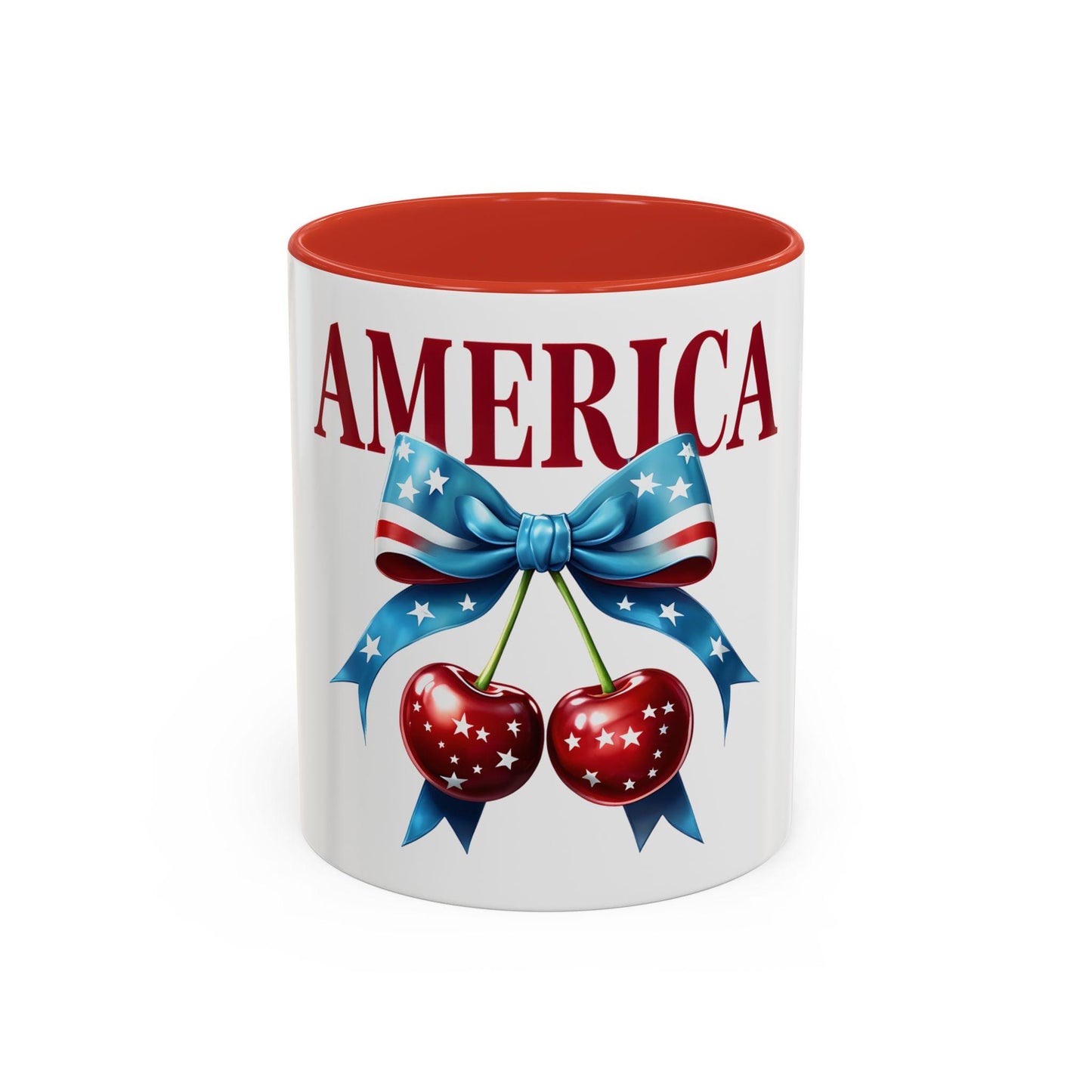 Patriotic Coffee Mug with Cherry Design Ideal for 4th of July Americana Decor Gifts for Her Kitchen Accessories Holiday Mug Red White Graphic Tee – Aesthetic Look · Top Pick For Any Outfit