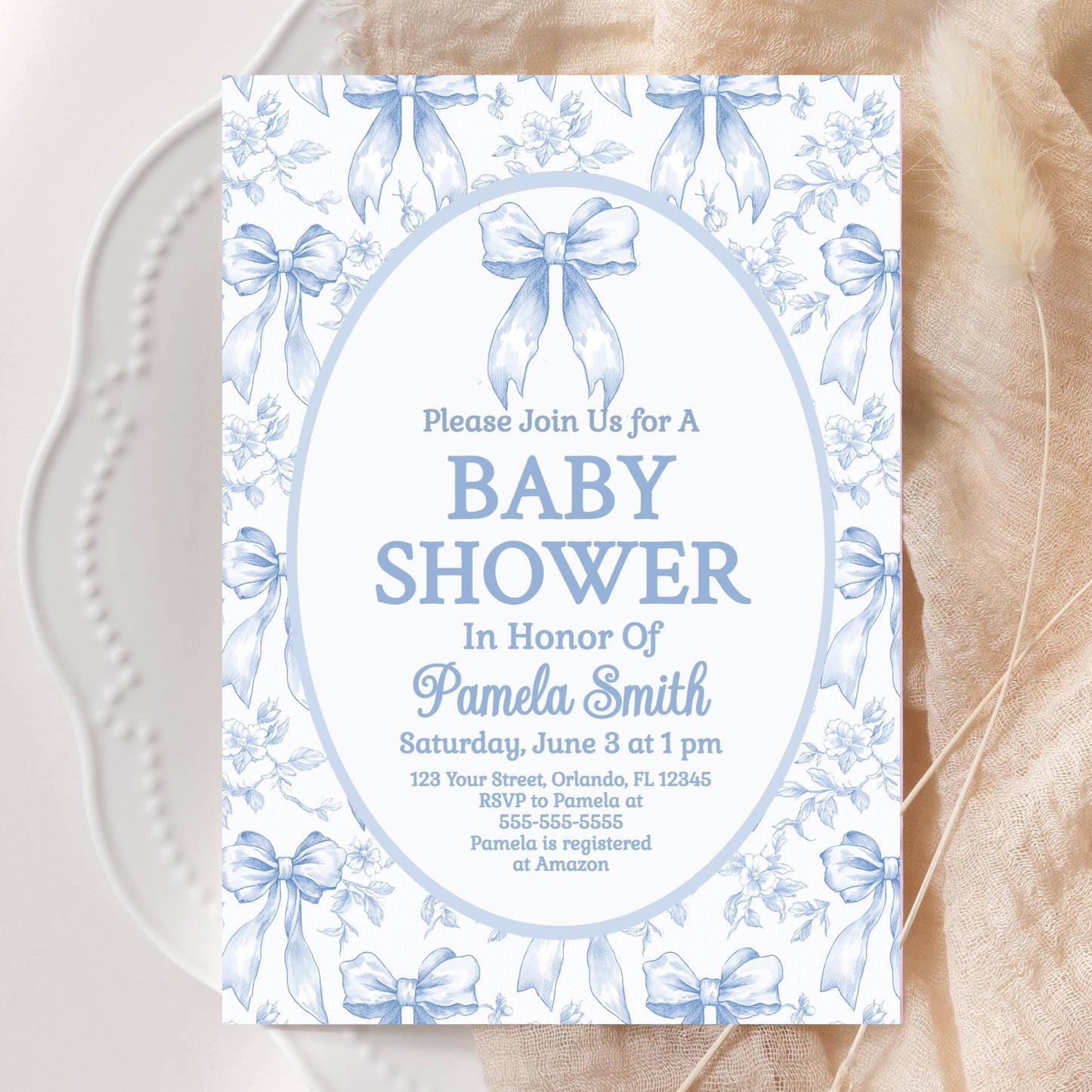 Dusty Blue Toile Baby Shower Invite Blue Baby Shower Invitation Blue Chinoiserie Baby Shower Blue Bow Invitation Template Blue Bow Baby BT2 Graphic Tee – Feel-Good Design · Trending Graphic Apparel