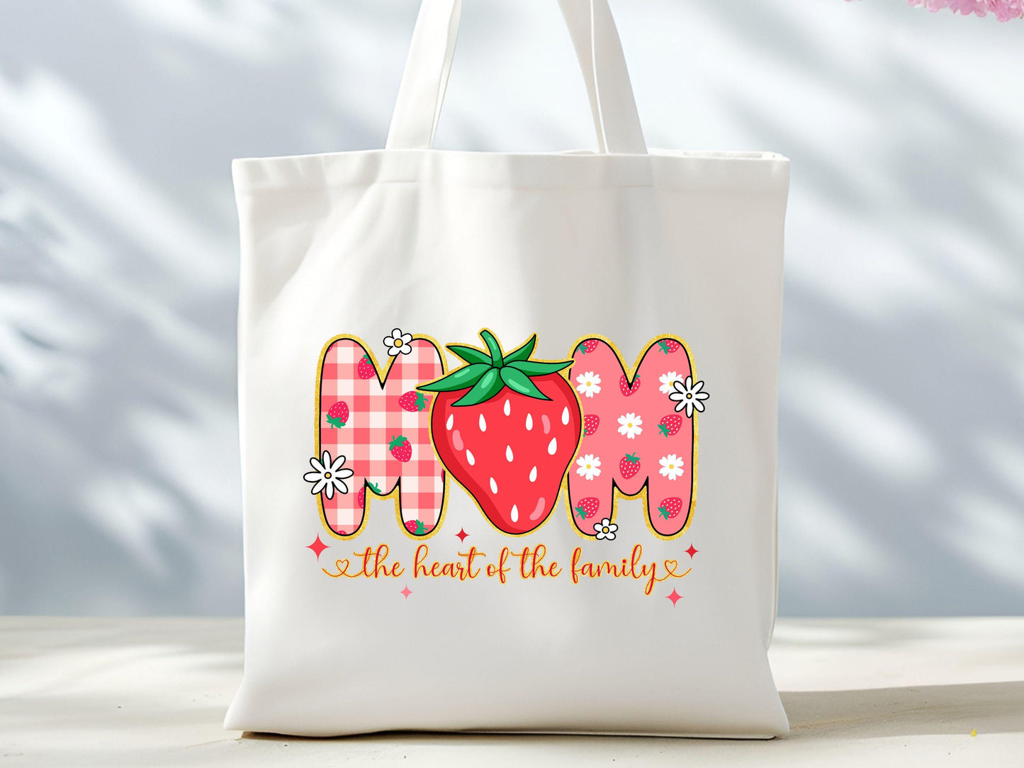 Mom Heart Of The Family Tote Bag Mother39s Day Gift Strawberry Lover Bag Mom Zippered Tote Bag Gift for Mom Mama Birthday GiftBook Tote Tote Bag – Easygoing Wear · Perfect For Daily Wear