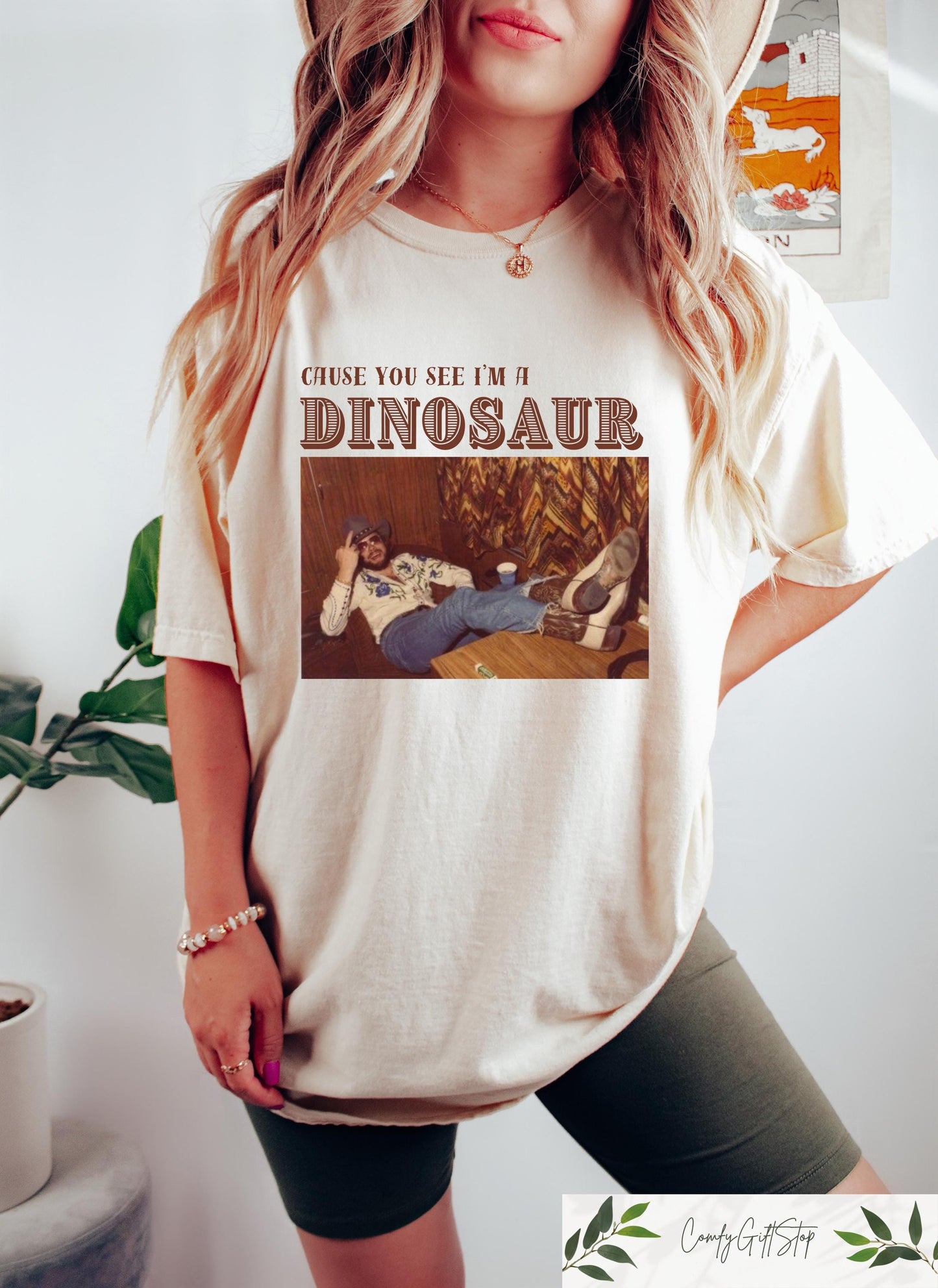 Cause You See I39m A Dinosaur Shirt Retro Comfort Western T shirt Southern Boho Hippie Shirt Funny Cowboy Gift Country Music Tee Graphic Tee – Bold Style · Perfect For Daily Wear