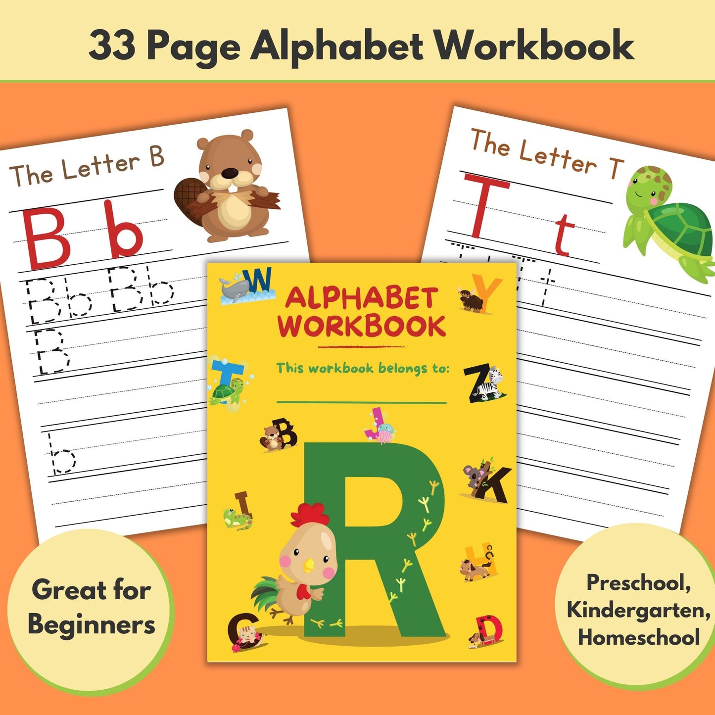 Alphabet Workbook Printable Alphabet Worksheets Letter Writing Workbook for Kids Tracing Worksheets Preschool Kindergarten Homeschool PreK Graphic Tee – Fan Favorite · Must-Have Style