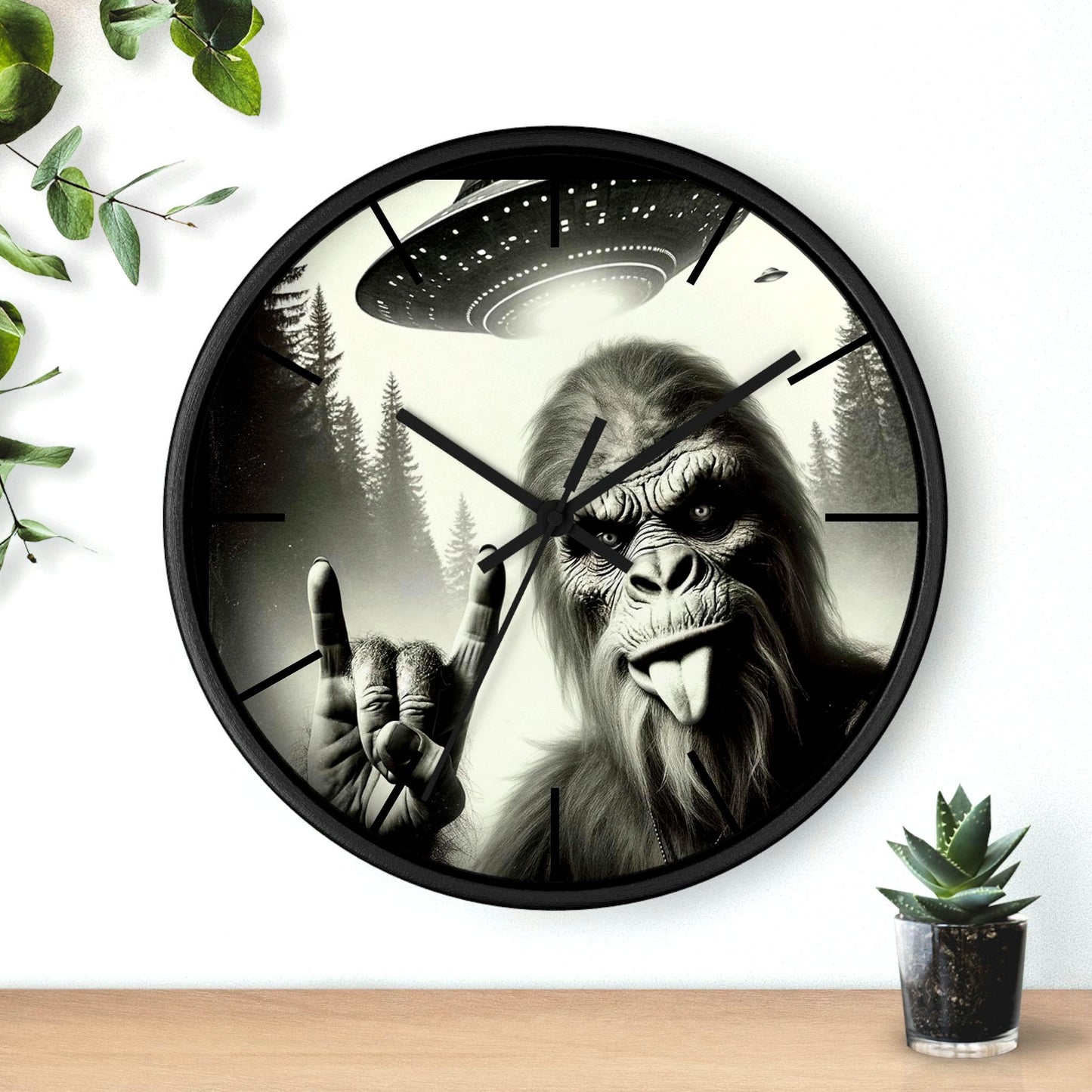 Bigfoot Alien Cryptid Wall Clock Sasquatch Home Decor Sci Fi Style Wall Art Unique Gift for Bigfoot Lovers Unique Housewarming Gift Graphic Tee – Easygoing Wear · Top Pick For Any Outfit