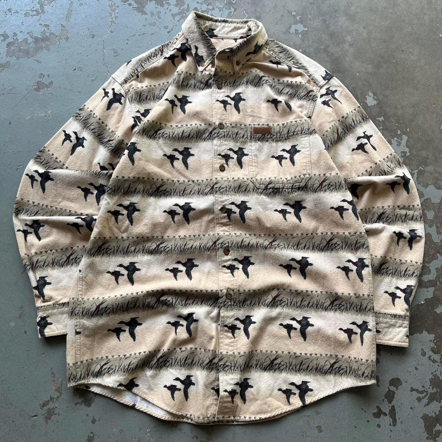 Vintage 90s Y2K Woolrich Ducks Unlimited AOP Button Up Shirt Graphic Tee – Fan Favorite · Must-Have Style
