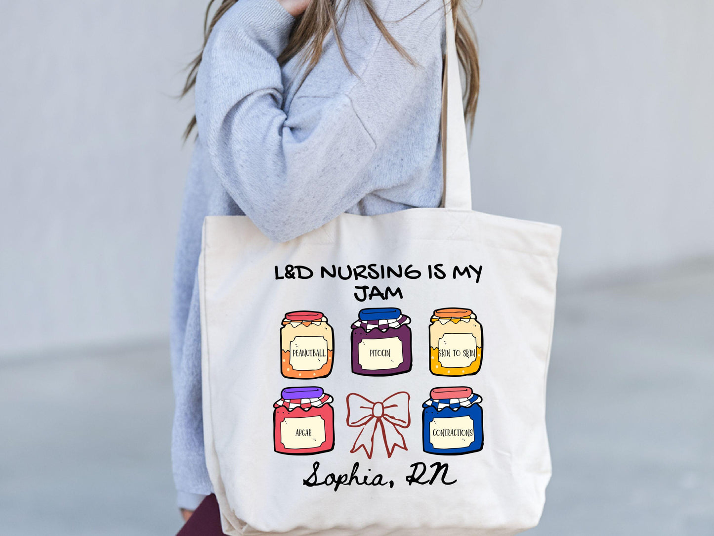Personalized LD Tote Bag Funny Labor and Delivery RN Bag Obstetrics Nurse Tote Gifts for Labor Nurses New Grad Nurse Gift Custom Nurse Tote Bag – Bold Style · High-Quality Print
