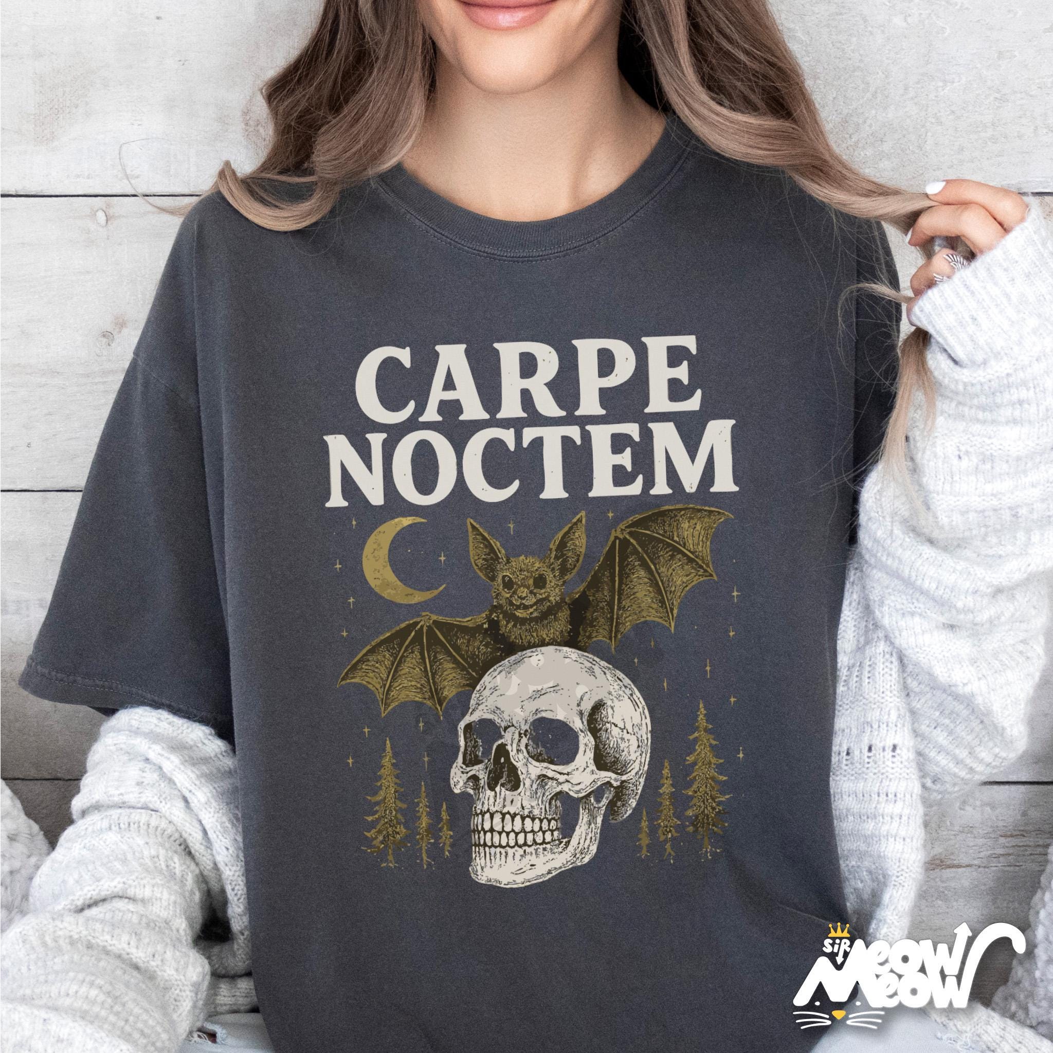 Carpe Noctem Shirt Gothic Bat and Skull T Shirt Latin Quote Tee Vintage Occult Aesthetic Unisex Graphic Tee – Feel-Good Design · Top Pick For Any Outfit
