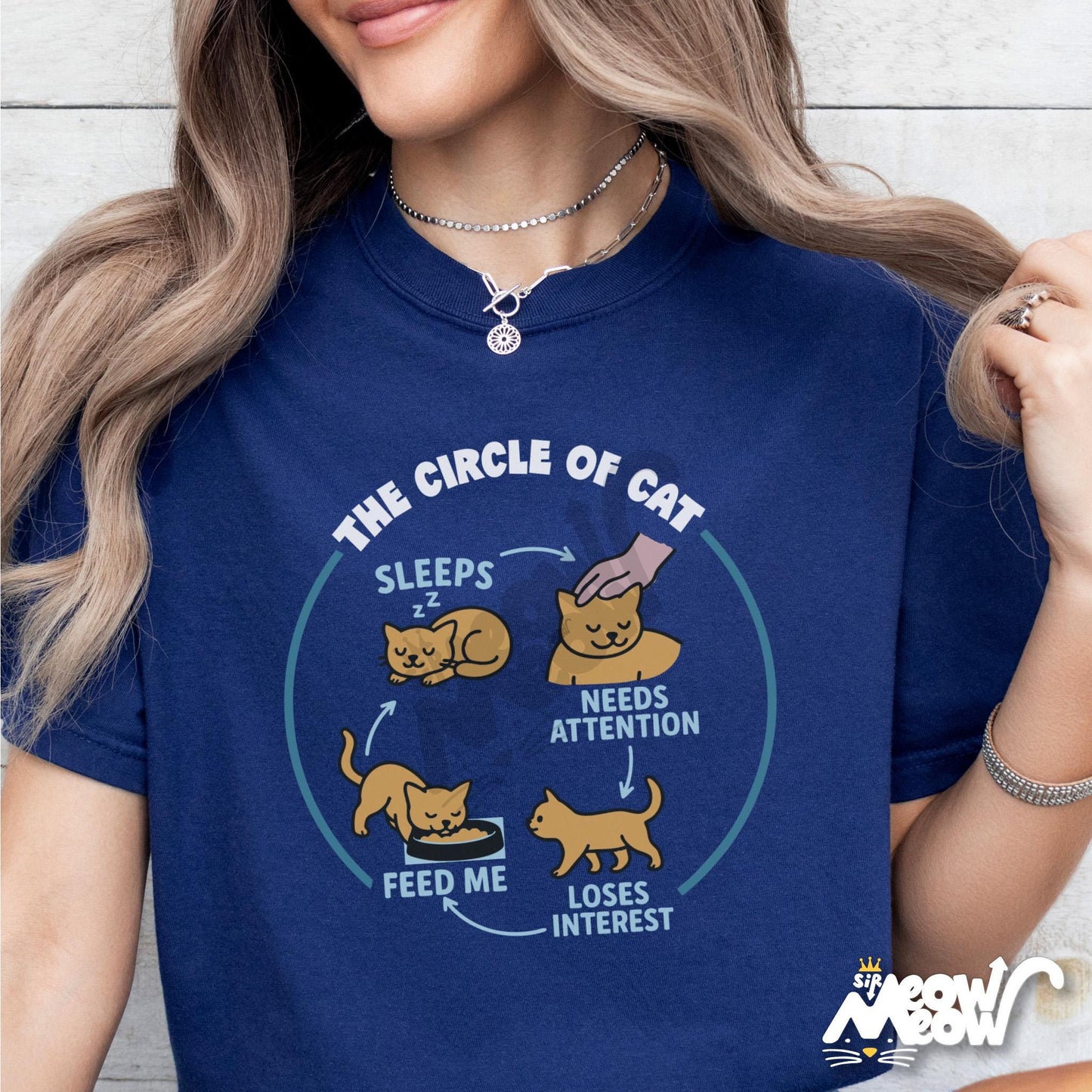 Circle of Cat Shirt Funny Cat Behavior Tee Cat Owner Life Cycle T Shirt Style Gift for Cat Moms and Dads Graphic Tee – Fan Favorite · Must-Have Style