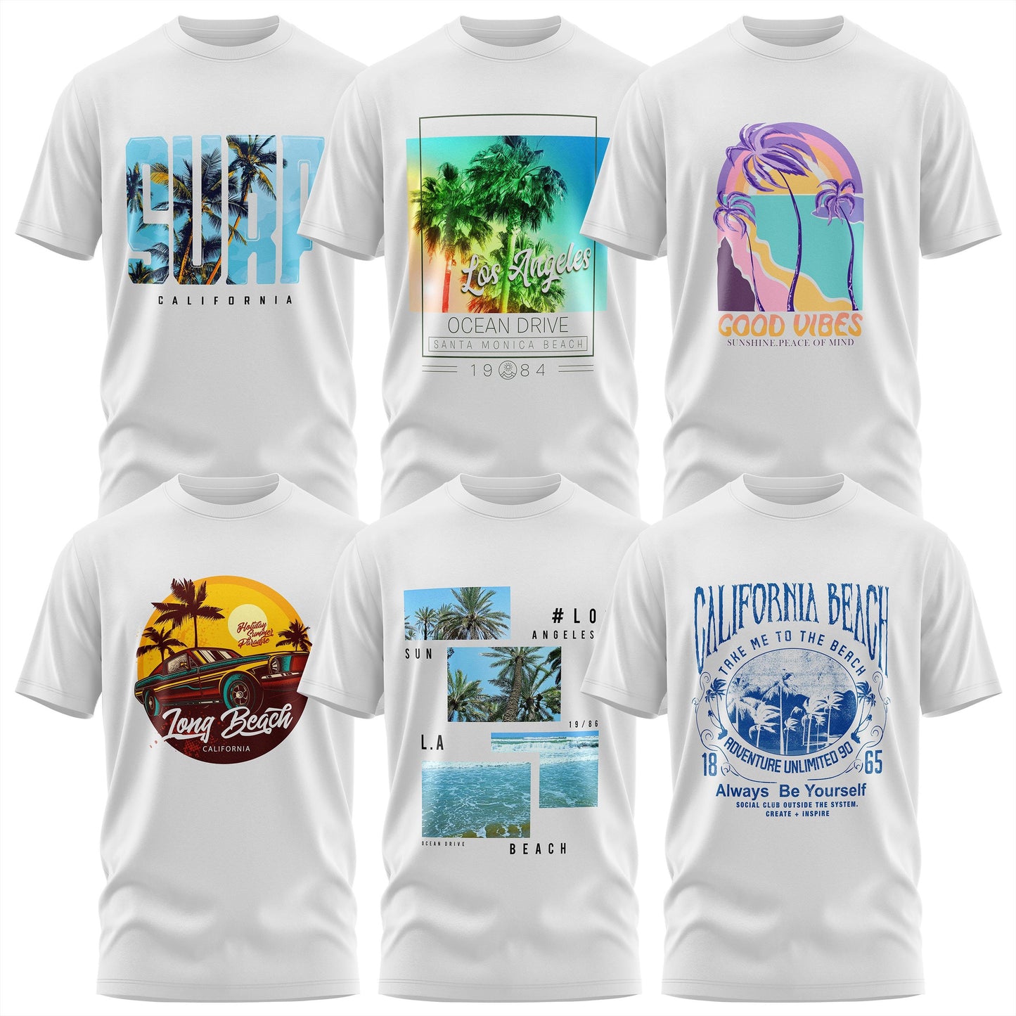 California Summer Men39s Crew Neck T Shirt 6 Pack Graphic Tee – Premium Graphic · Great Gift For Fans