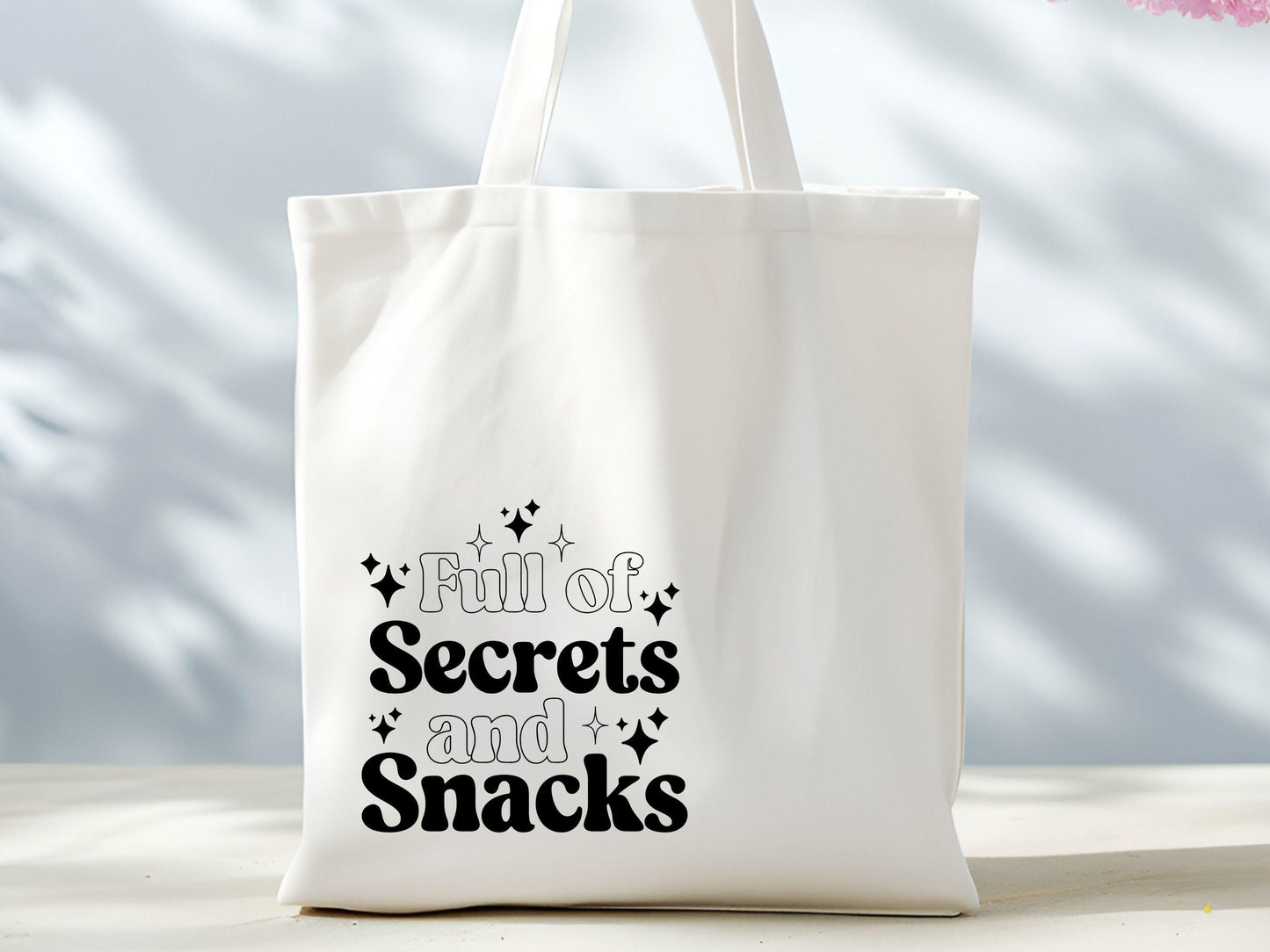 Full Of Secrets And Snacks Cotton Tote Bag Mom Life Funny Tote Bag No Plastics Sarcastic Gift Trendy Tote Bag Slogan Tote Bag Tote Bag – Feel-Good Design · Trending Graphic Apparel