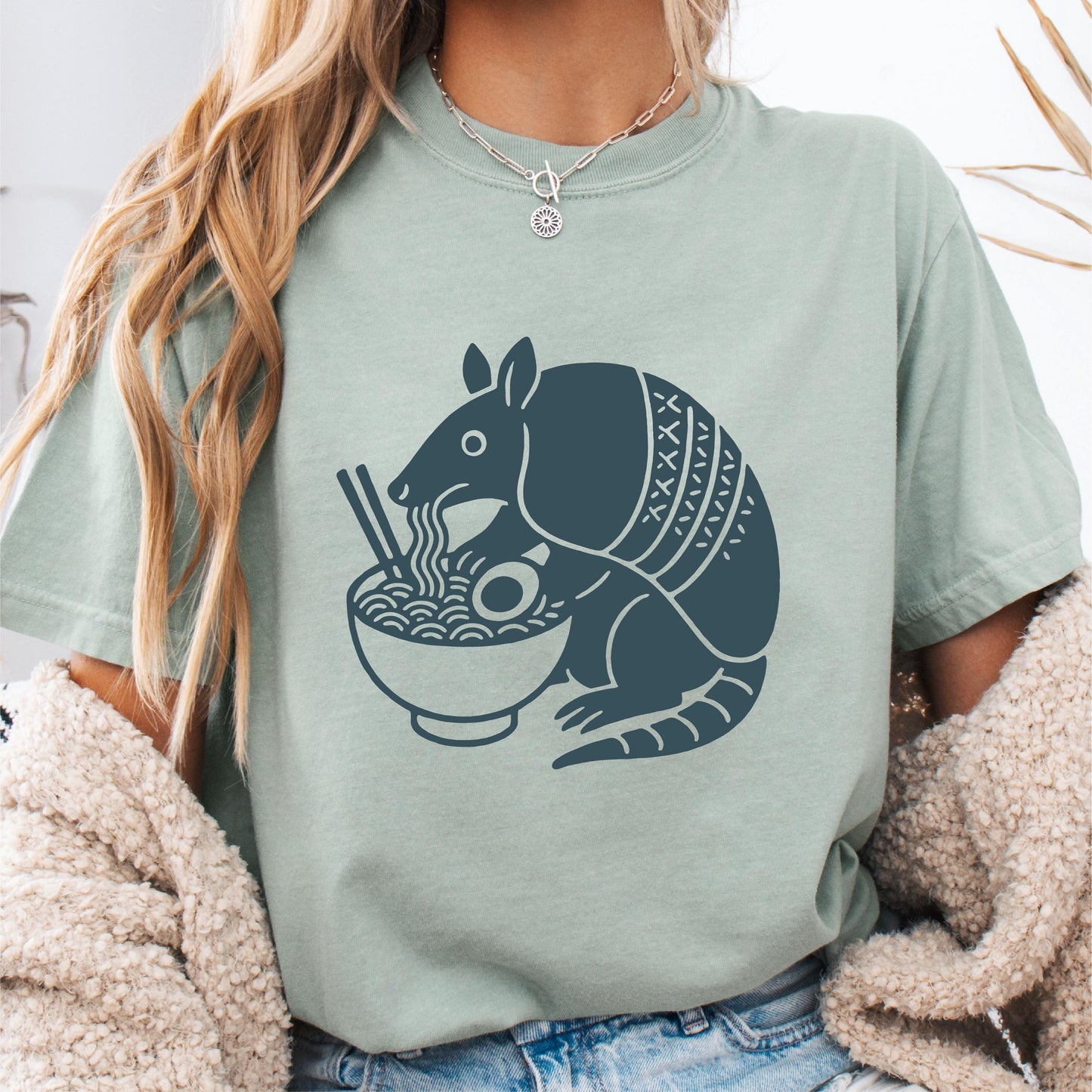 T Shirt Armadillo Eating Ramen Funny Animal Graphic Tee Quirky Foodie Shirt Ramen Lover Gift Idea Graphic Tee – Aesthetic Look · Great Gift For Fans