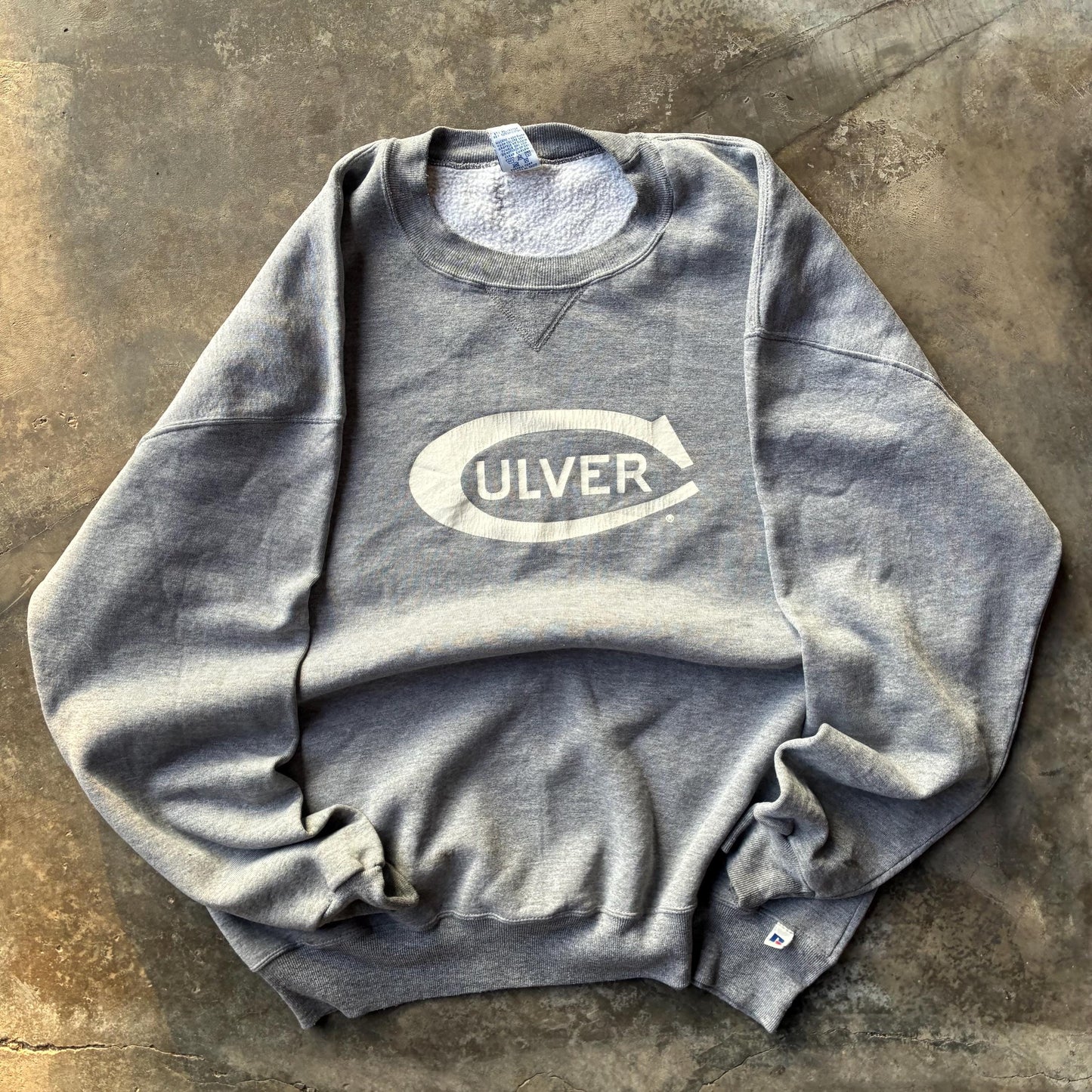Vintage 90s Russel Tag Culver Big Spellout Embroided Logo Sweatshirt Crewneck Pullover Sweater Baggie University Colour Gray Size 3X Large Sweatshirt – Premium Graphic · Must-Have Style