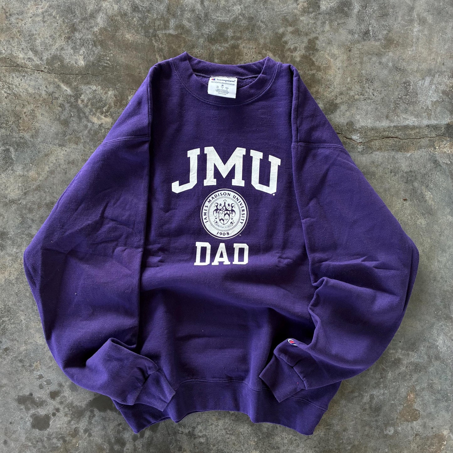 Vintage Y2K Champion Tag University James Madison Spellout BigLogo Printed Sweatshirt Crewneck Sweater Baggie Colour Purple Size Medium Sweatshirt – Easygoing Wear · High-Quality Print