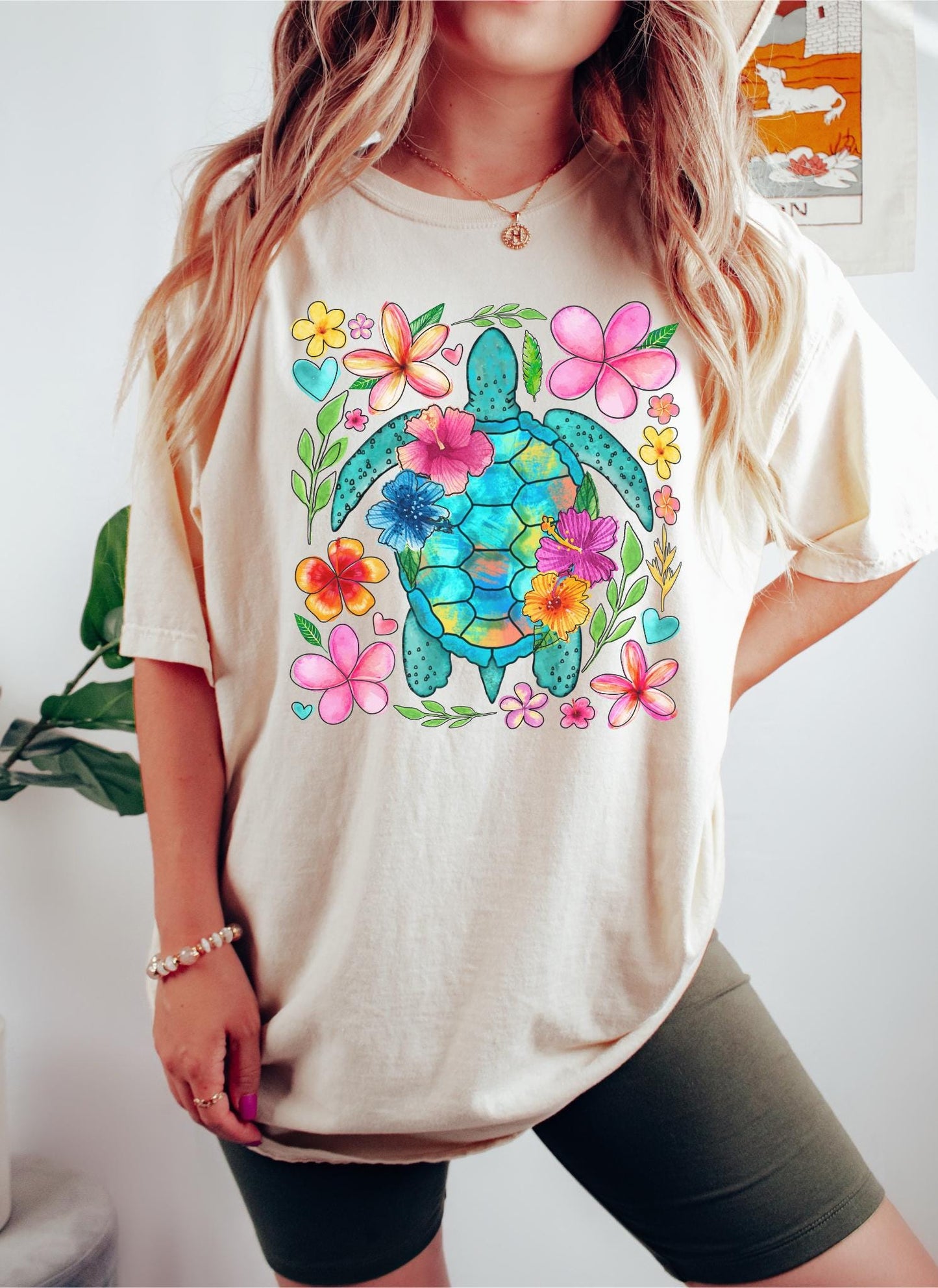 Ocean Turtle Sun T Shirt Summer Shirt Gift For Women Beach Shirt Boho Floral Turtle Nautical Beach Shirt Aesthetic Tee Graphic Tee – Aesthetic Look · Perfect For Daily Wear