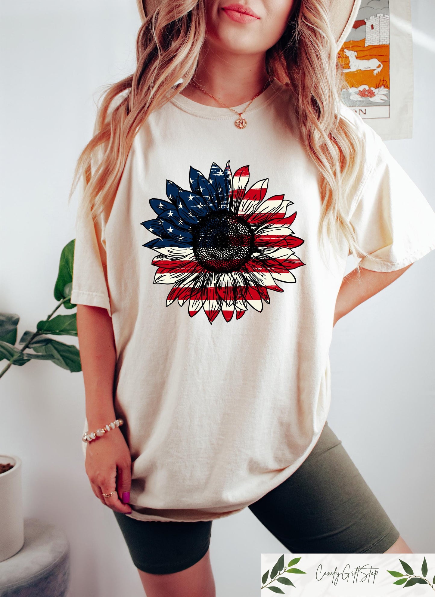 Retro Comfort America Sunflower T shirt USA Flag Shirt 4th Of July Crewneck American Mom Gift 4th Of July Flag Tee Independence Shirt Graphic Tee – Bold Style · Perfect For Daily Wear