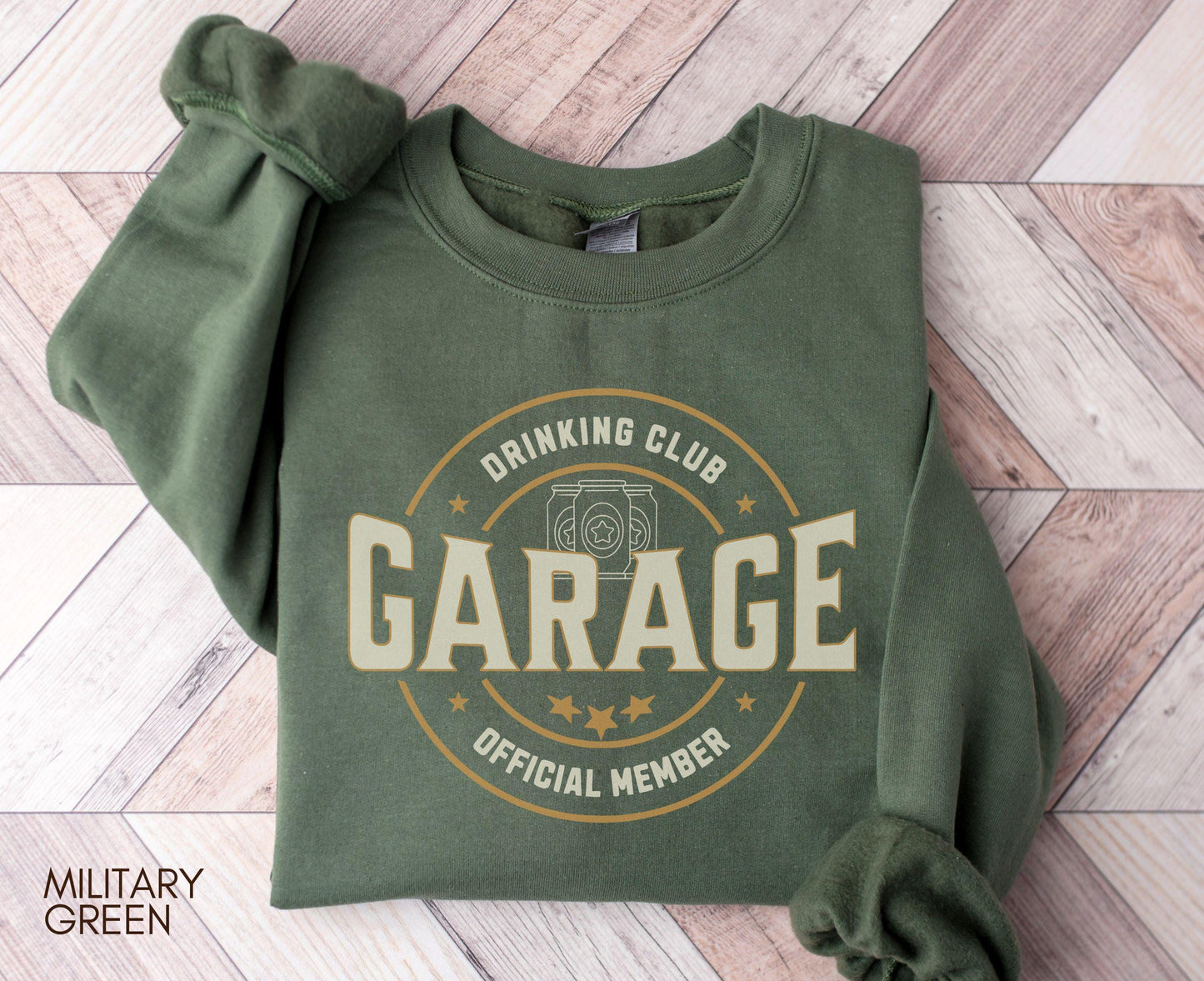 Garage Drinking Club Sweatshirt Funny Beer Shirt for Men Drinking Crewneck Gift for Dad or Friends Fathers Day Gift Funny Dad Shirt Sweatshirt – Soft Feel · Must-Have Style