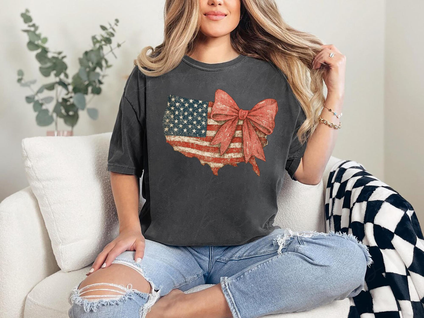 Retro USA Bow Shirt 4th Of July Tee God Bless America Shirt Patriotic Flag Shirt Freedom Graphic Tee Patriot Womens Independence Day Shirt Graphic Tee – Easygoing Wear · Must-Have Style