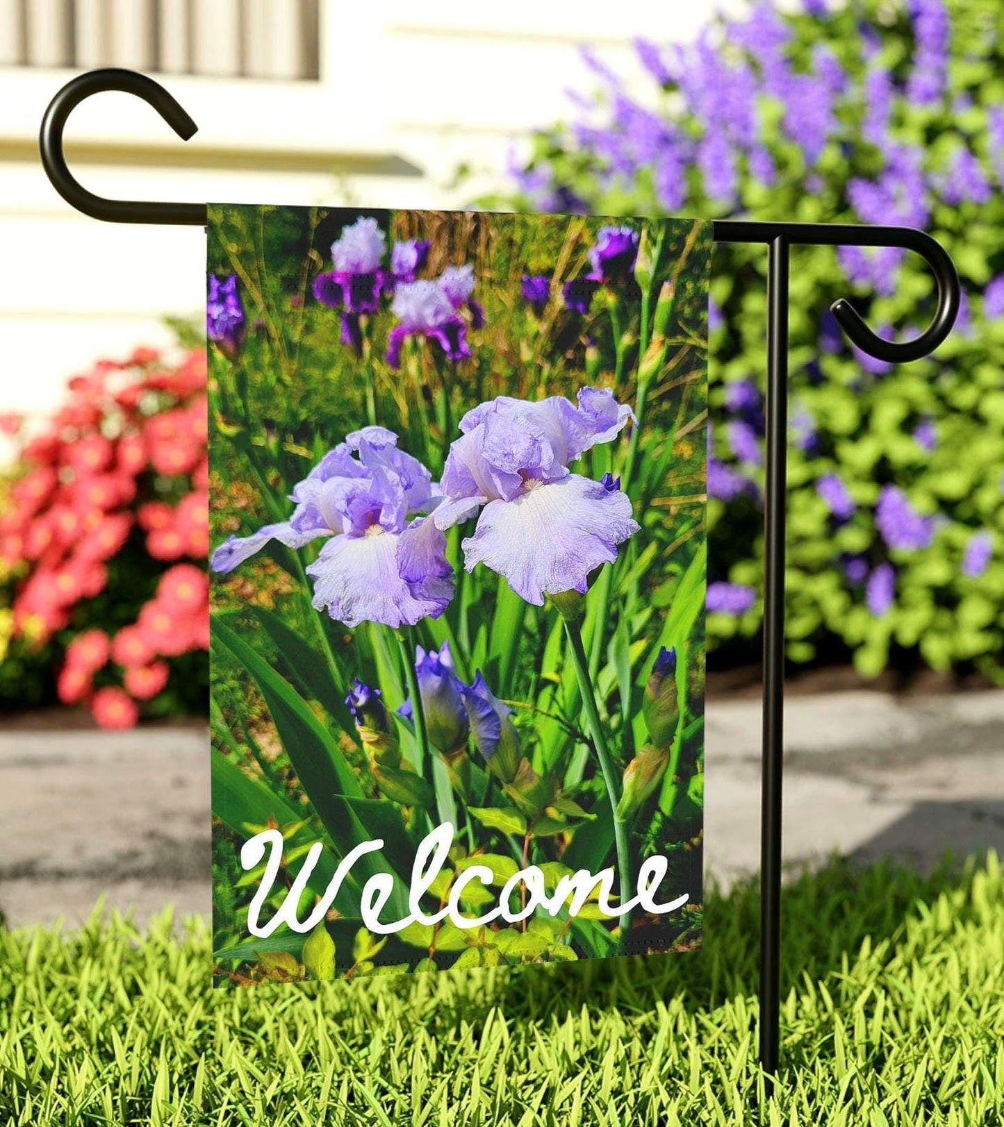Flower Garden Flag Beautiful Yard Banner Yard Art Welcome Sign Real Flower Photography RV Cabin Welcome Flag Housewarming Gift Graphic Tee – Bold Style · Must-Have Style