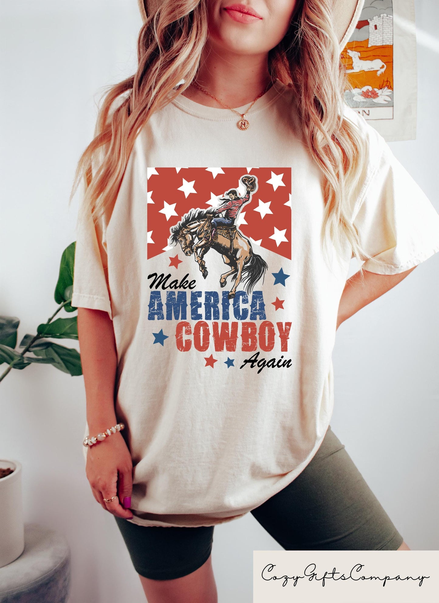 Make America Cowboy Again T shirt July 4th Shirt American Cowboy Sweatshirt Patriotic Gift Western American Tee Independence Crewneck Sweatshirt – Bold Style · Must-Have Style