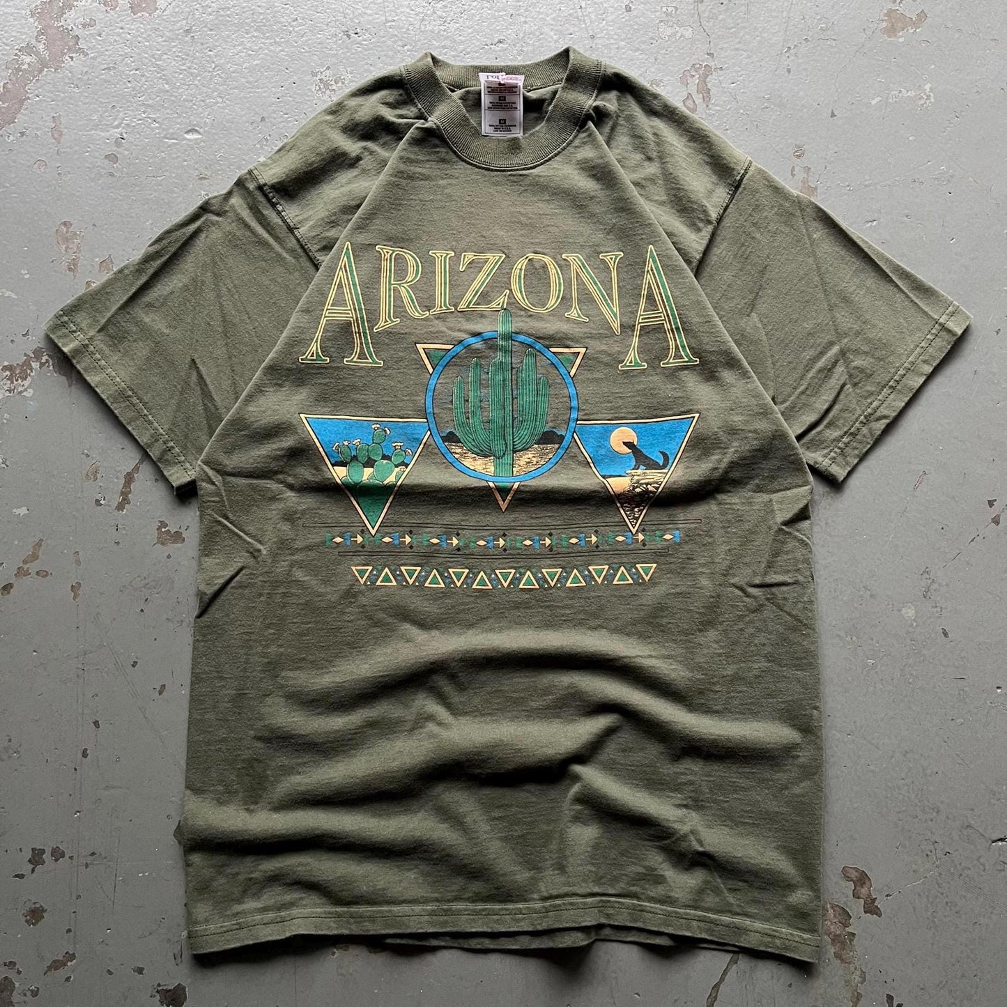 Vintage 90s Moss Green Arizona Aztec Cactus Nature Shirt Graphic Tee – Easygoing Wear · Great Gift For Fans