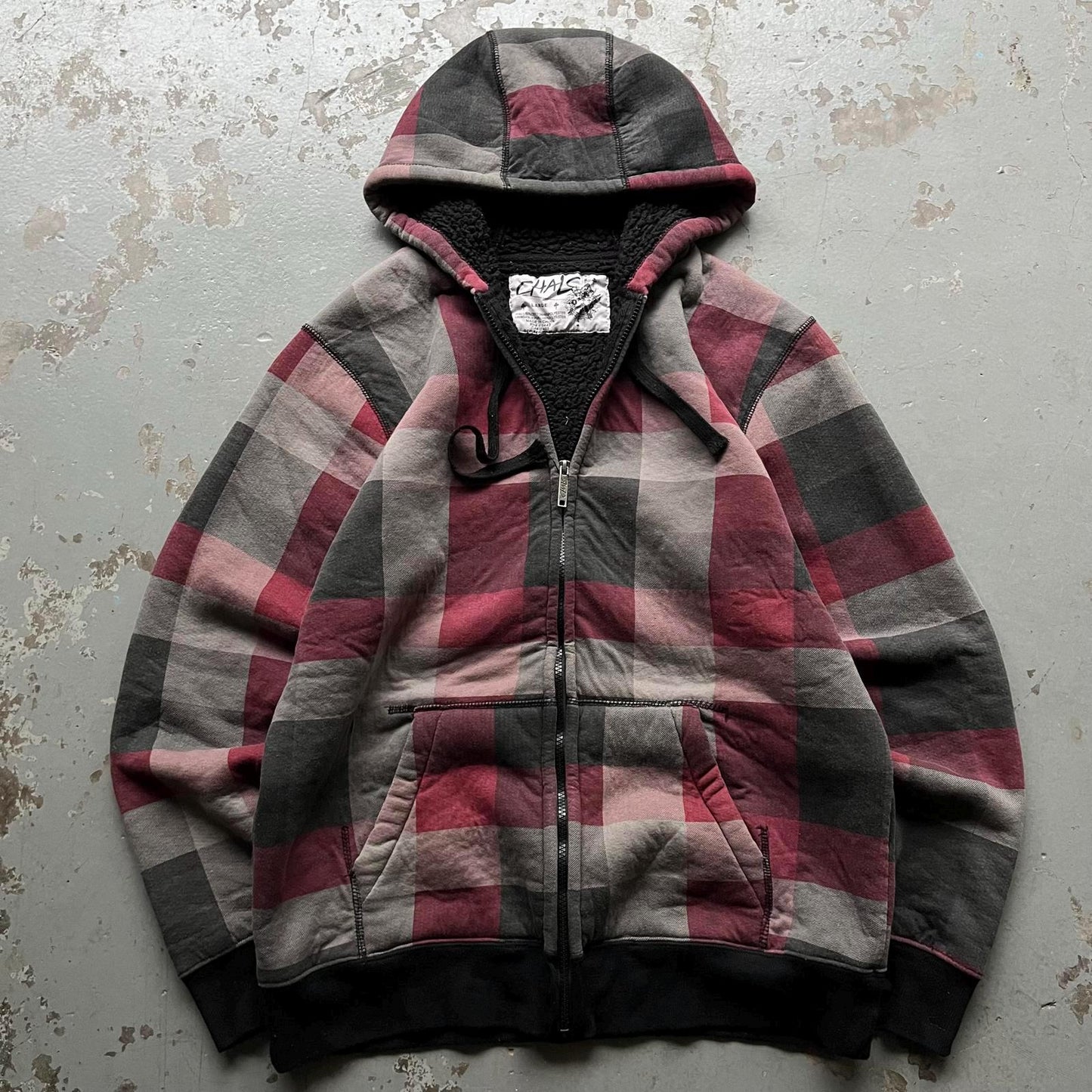 Vintage Y2K Chalc Plaid Sherpa Lined Grunge Full Zip Hoodie Hoodie – Fan Favorite · Must-Have Style