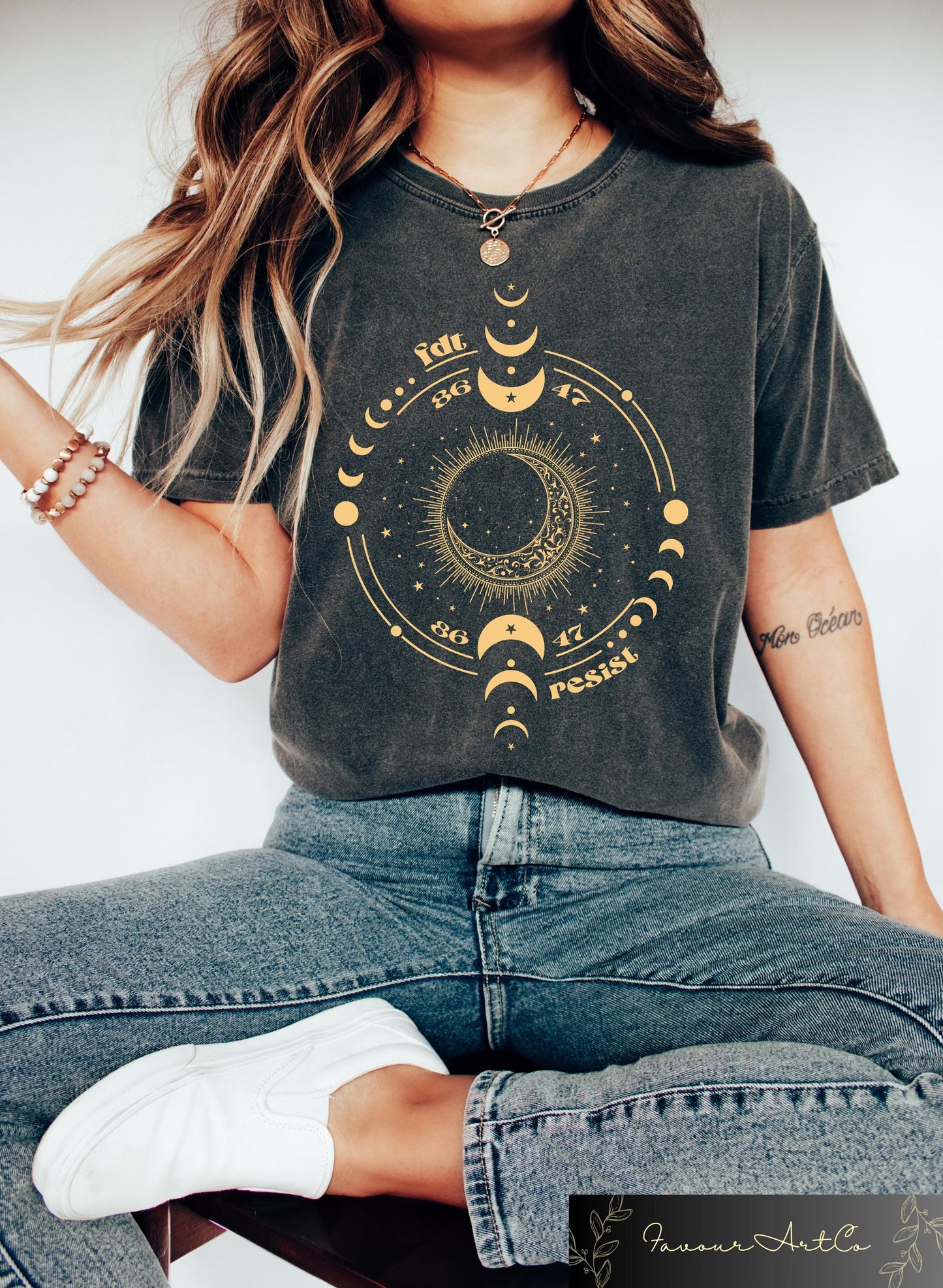 Retro Comfort FDT T shirt Celestial Moon Political Shirt Anti Trump Sweatshirt Pro Choice Feminist Gift Democrat Activist Tee Sweatshirt – Warm & Stylish · Great Gift For Fans