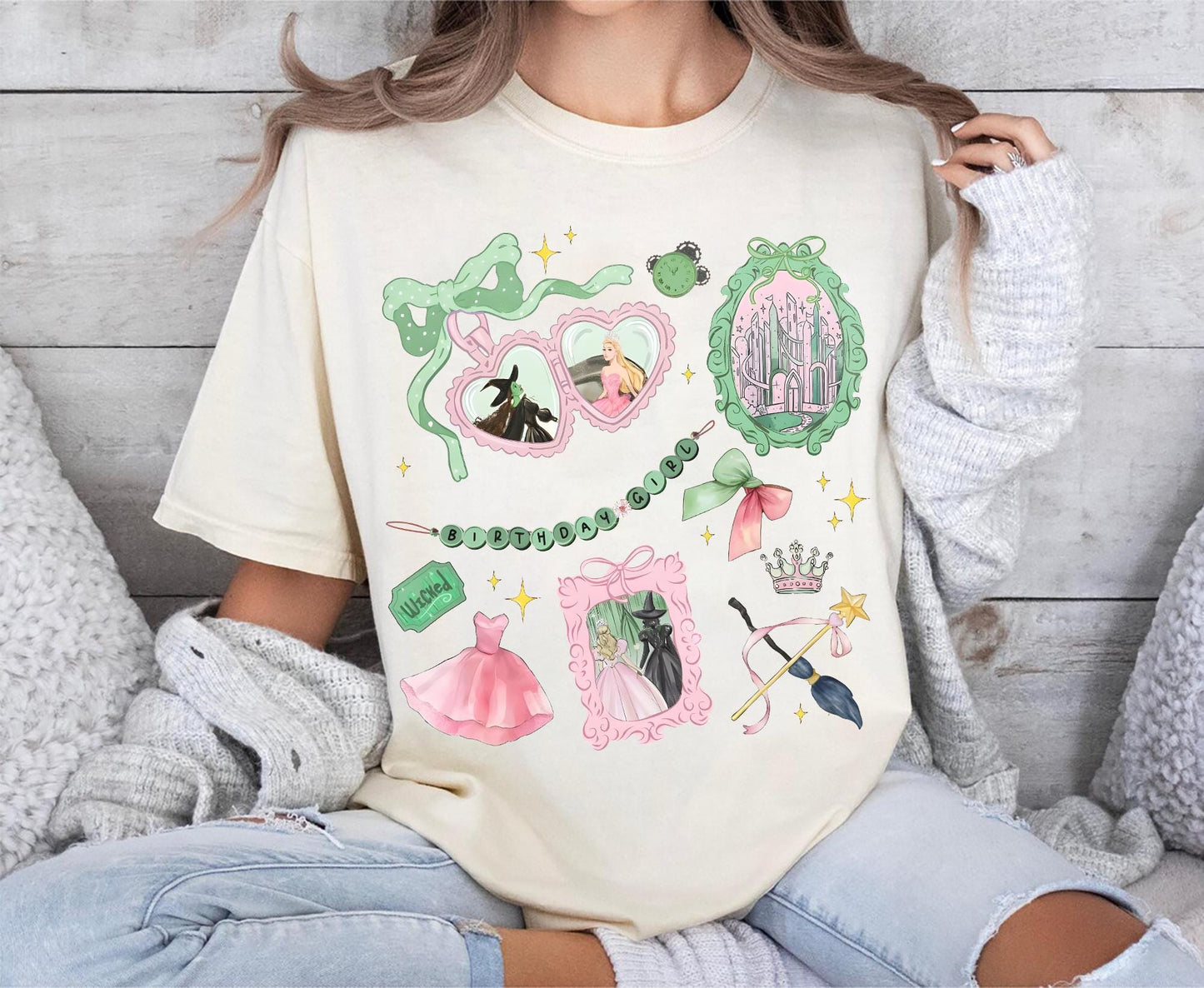 Coquette Wicked Birthday Shirt Wizard of Oz Changed For Good Tee Pink Green Aesthetic Shirt Glinda Elphaba Birthday Gift Oz Inspired Tee Graphic Tee – Bold Style · Top Pick For Any Outfit