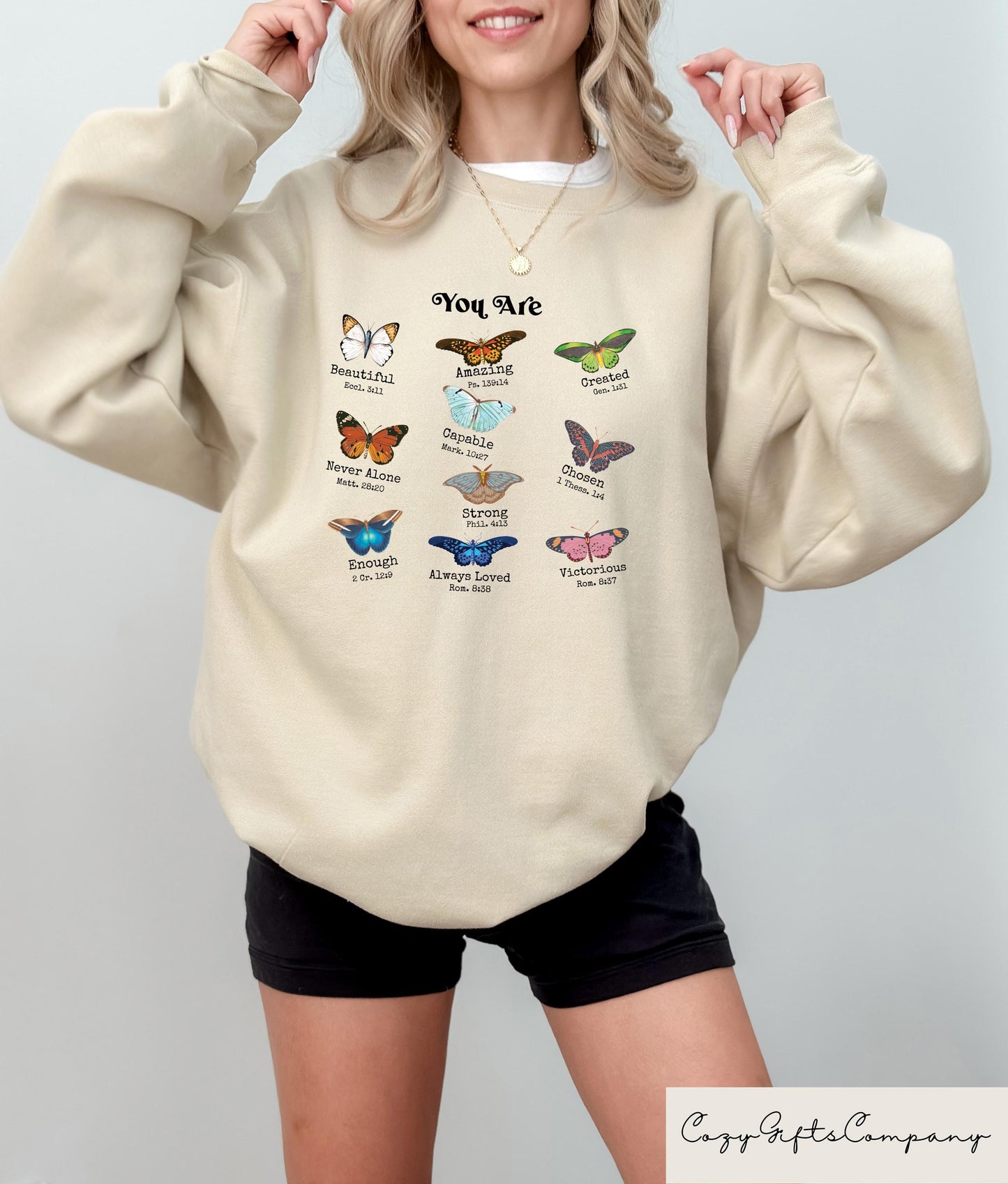 Butterfly Bible Verse Sweatshirt Religious Butterfly T shirt You Are Beautiful Shirt Christian Women Gift Faith Based Crewneck Sweatshirt – Easygoing Wear · Great Gift For Fans
